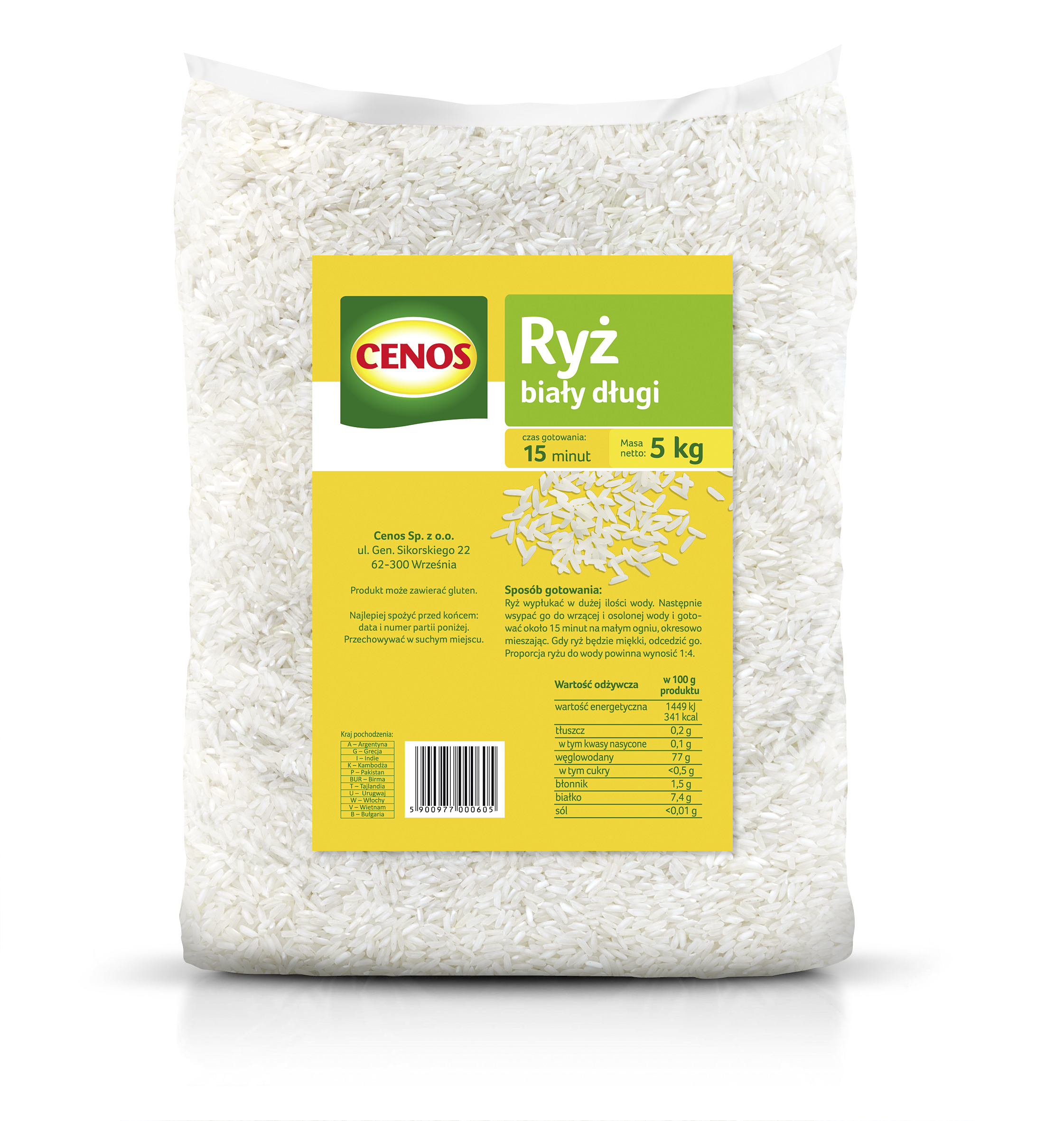 Ryż Biały Długi 5 Kg Cenos