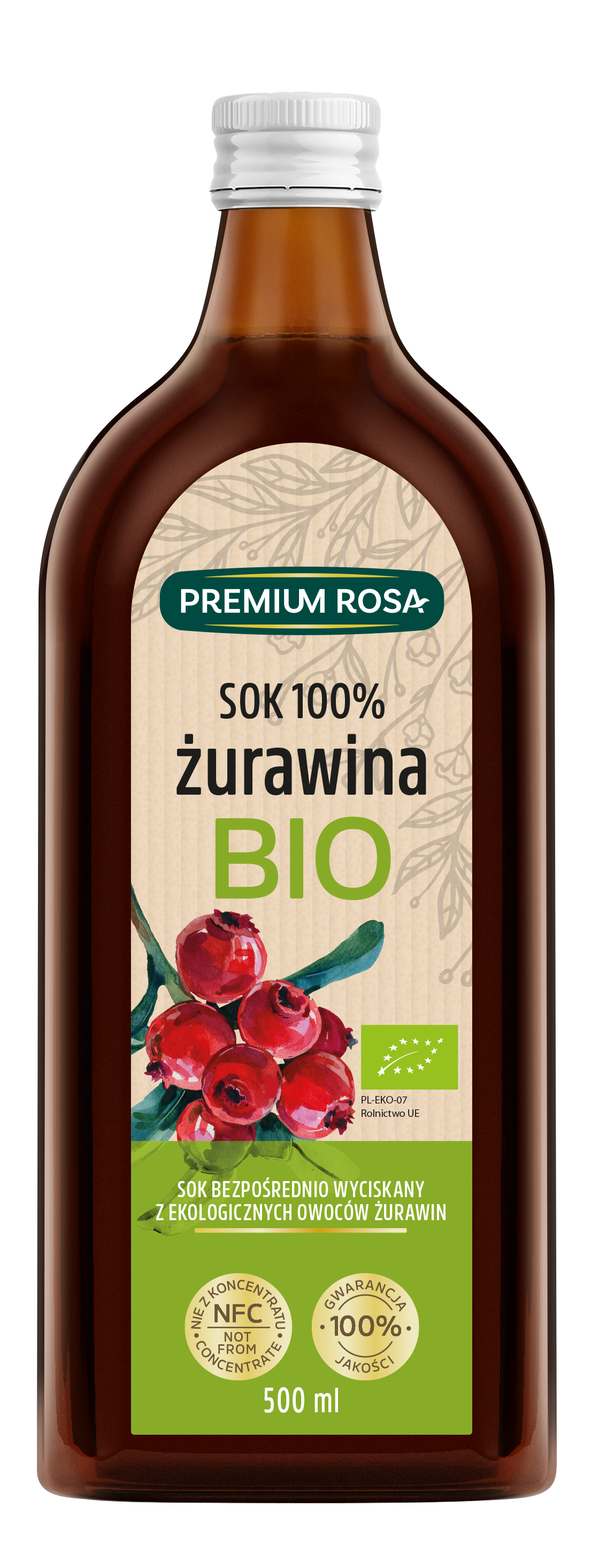 Premium Rosa Bio Żurawina 100% 500 Ml