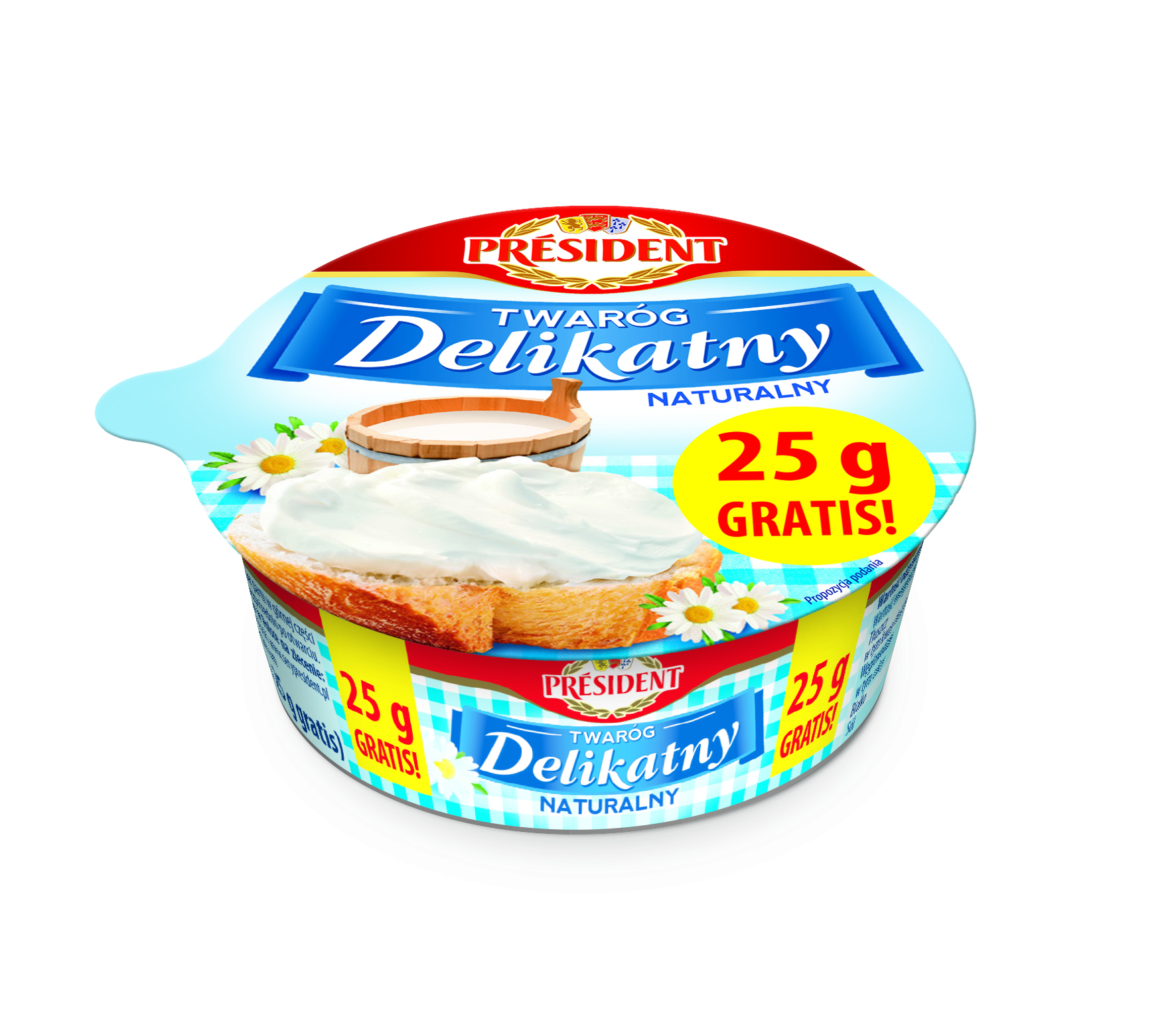 President Delikatny Twaróg Naturalny 150G+25G