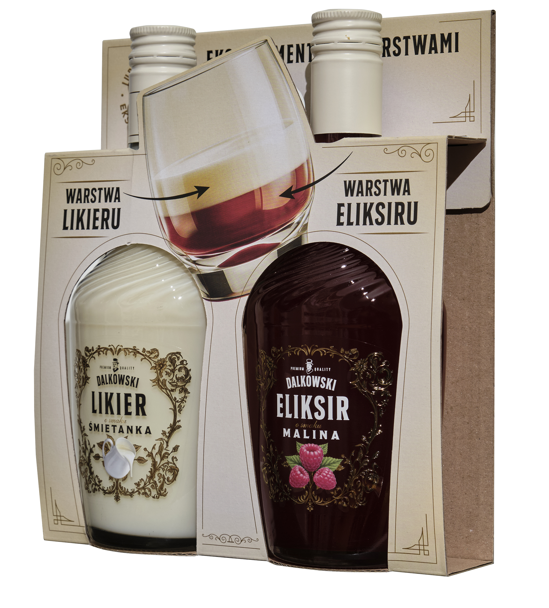 Zestaw Dalkowski Likier Śmietankowy 15% + Eliksir Malina 10% 2X350 Ml