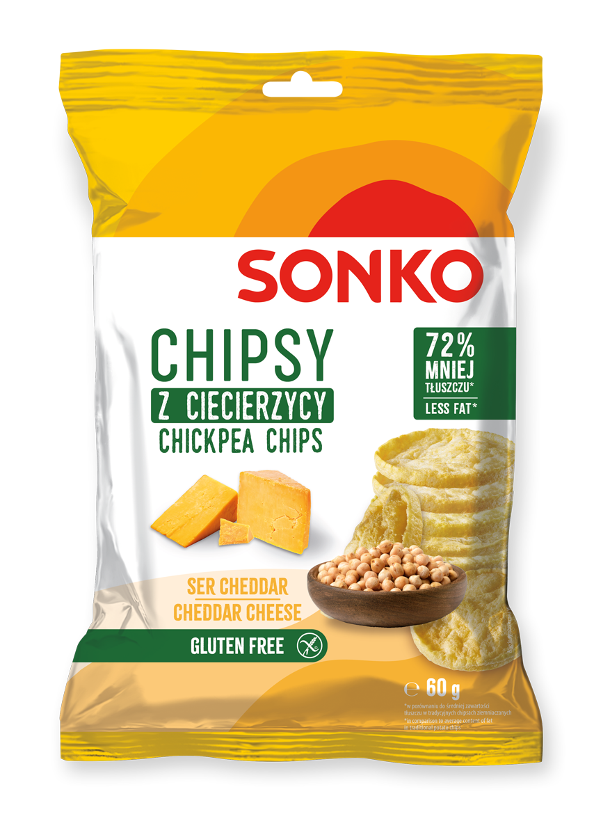 Sonko Chipsy Z Ciecierzycy O Smaku Sera Cheddar 60G