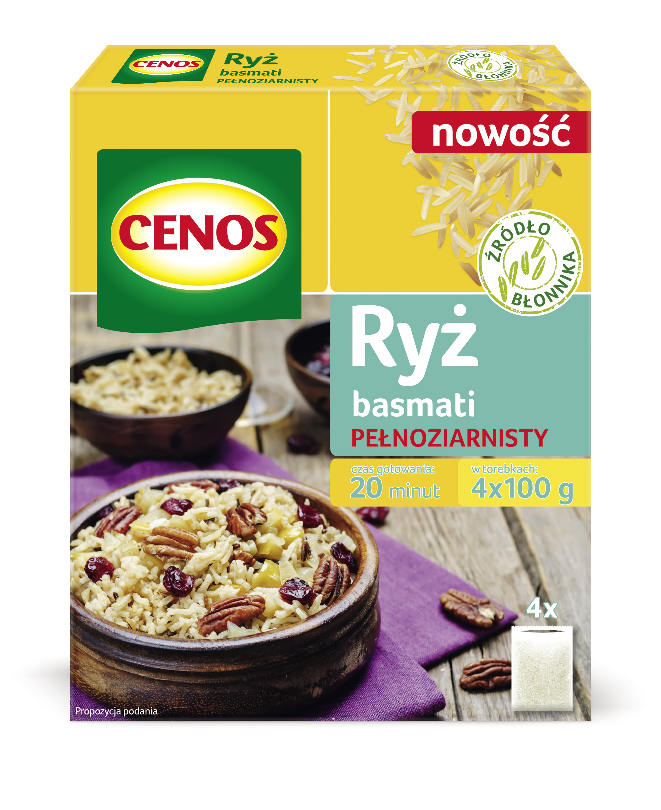 Cenos Ryż Basmati Pełnoziarnisty 4X100 G