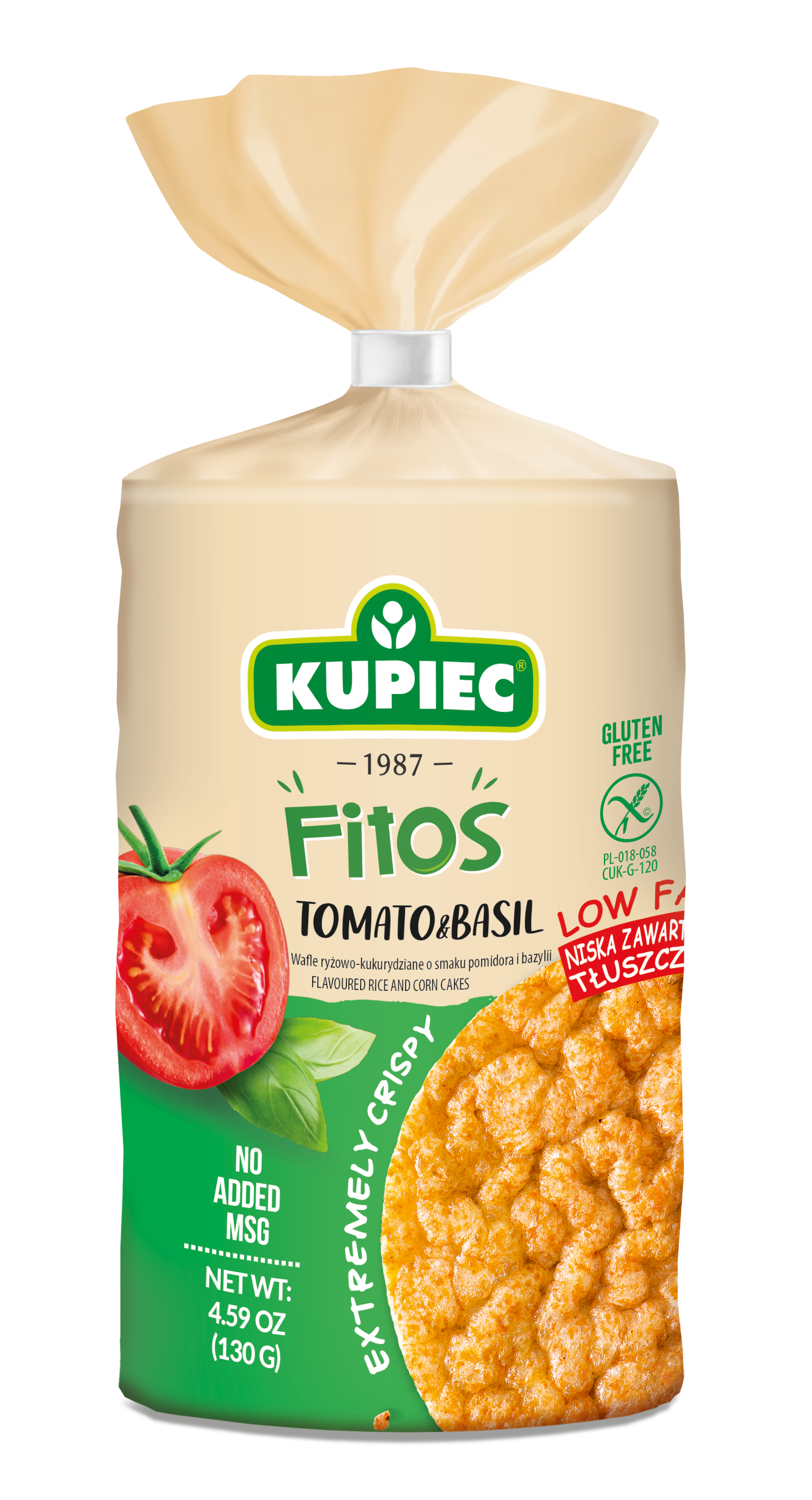 Kupiec Fitos Wafle Ryżowo-Kukurydziane Pomidor & Bazylia 130G