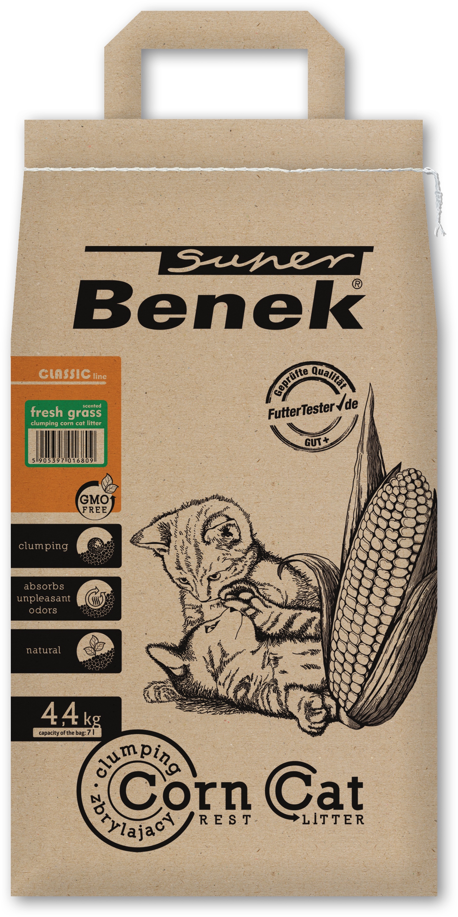Żwirek Super Benek Corn Cat Classic Zielona Trawa 7L