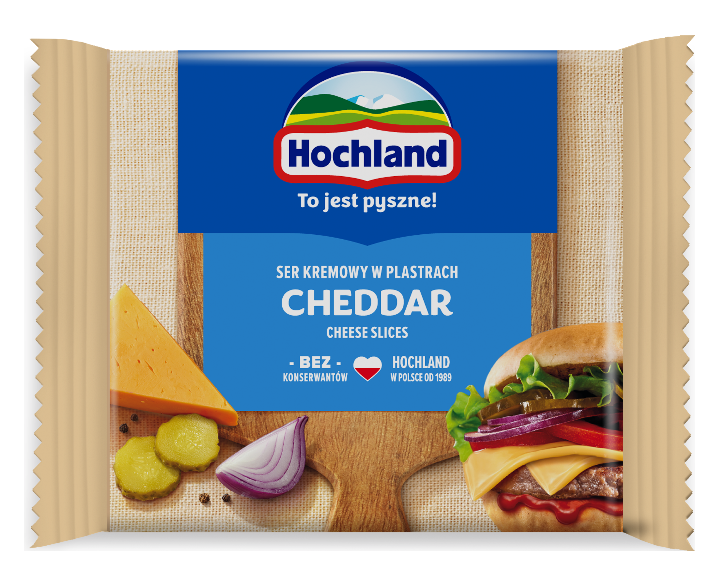Hochland Cheddar. Ser Kremowy Topiony W Plastrach Z Cheddarem 130G