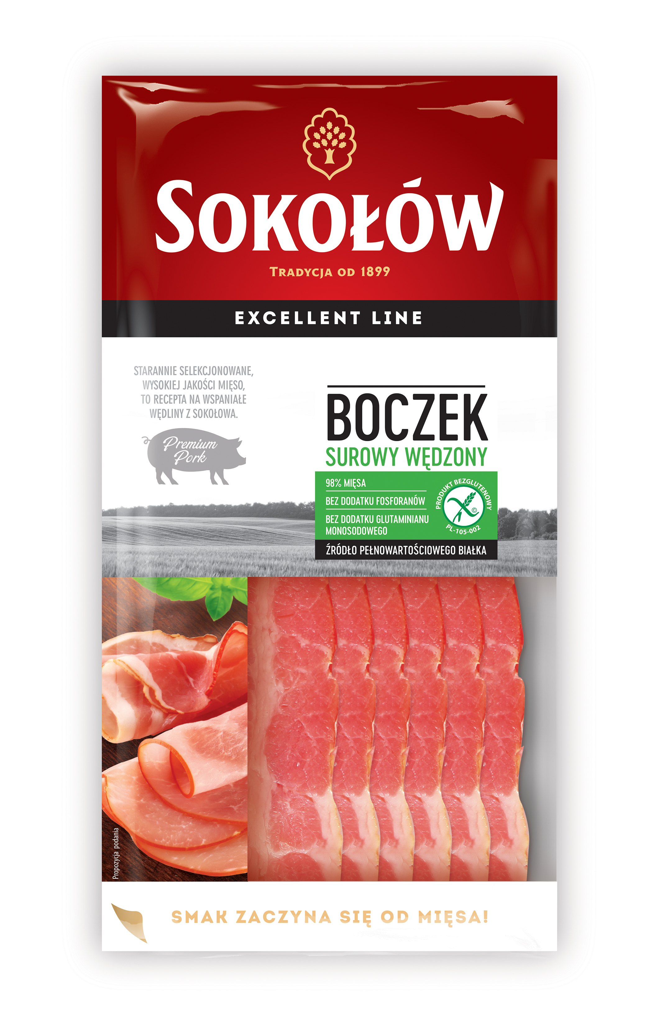 Boczek Surowy Wędzony Plastry 100 G Sokołów