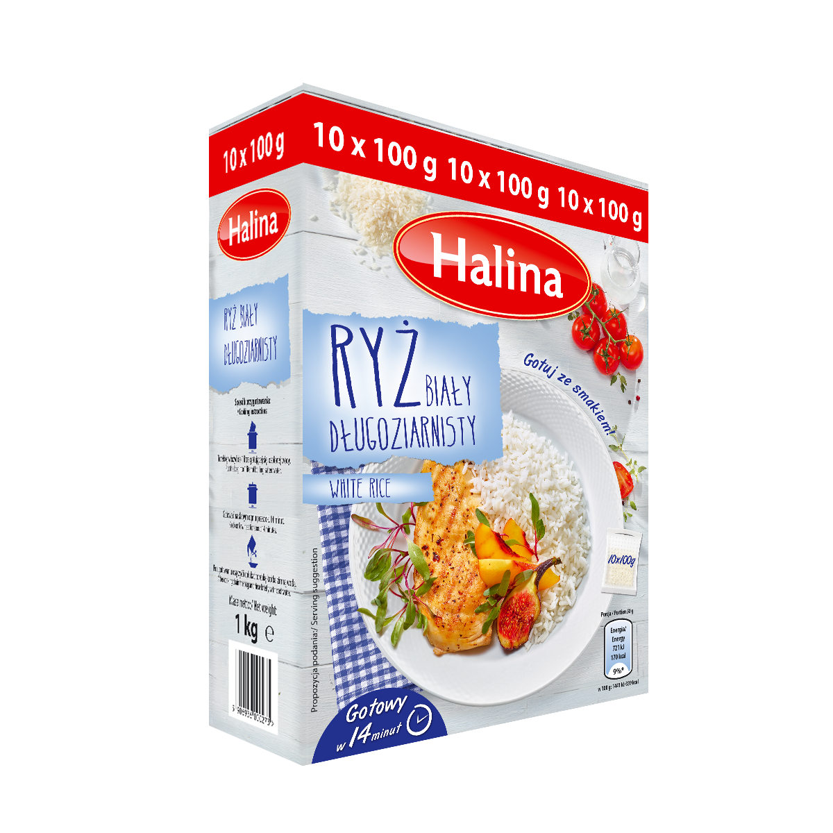 Ryż Halina Biały Długoziarnisty 10X100G