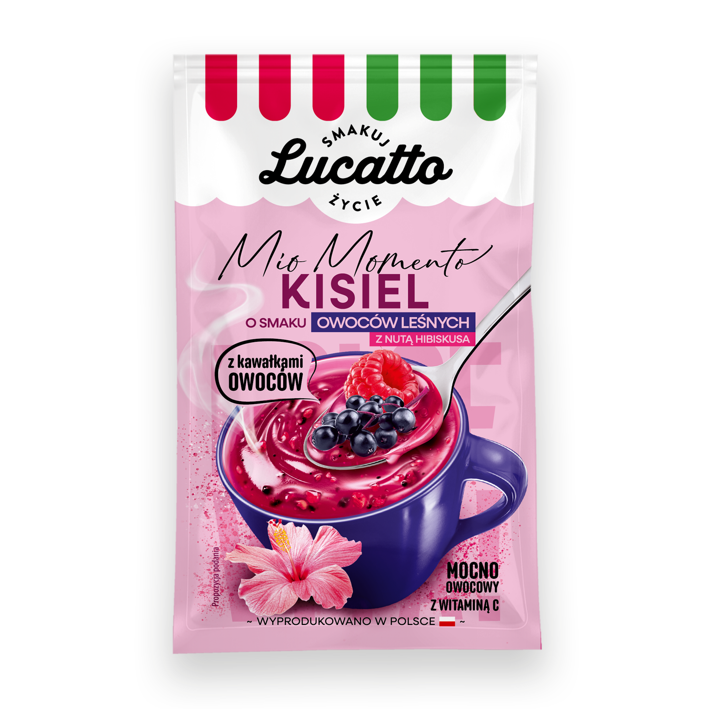 Kisiel Owoce Leśne Z Nutką Hibiskusa - Z Kawałkami Owoców Lucatto 31,5G
