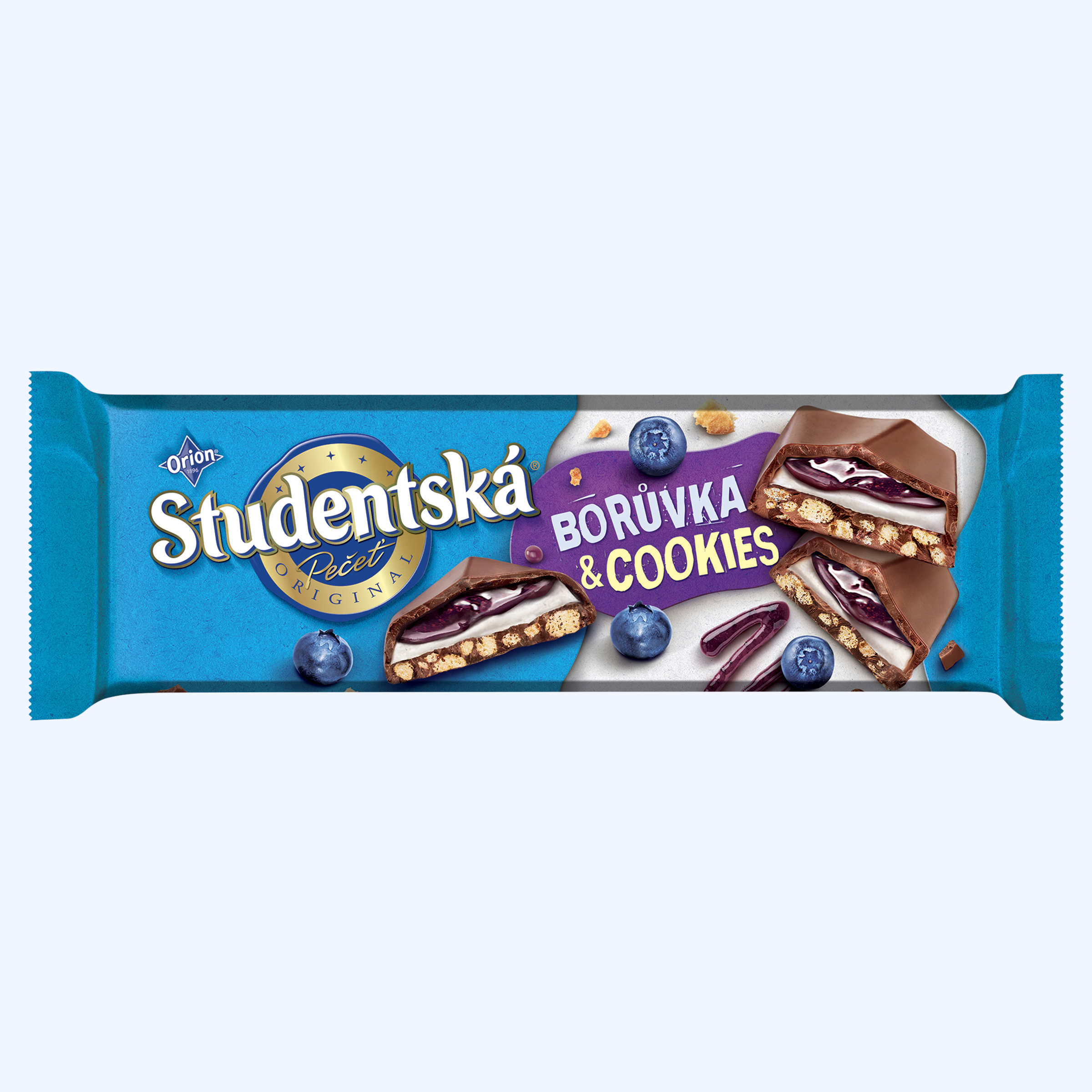Orion Studentská Czekolada Mleczna Borówka & Ciasteczka 235 G