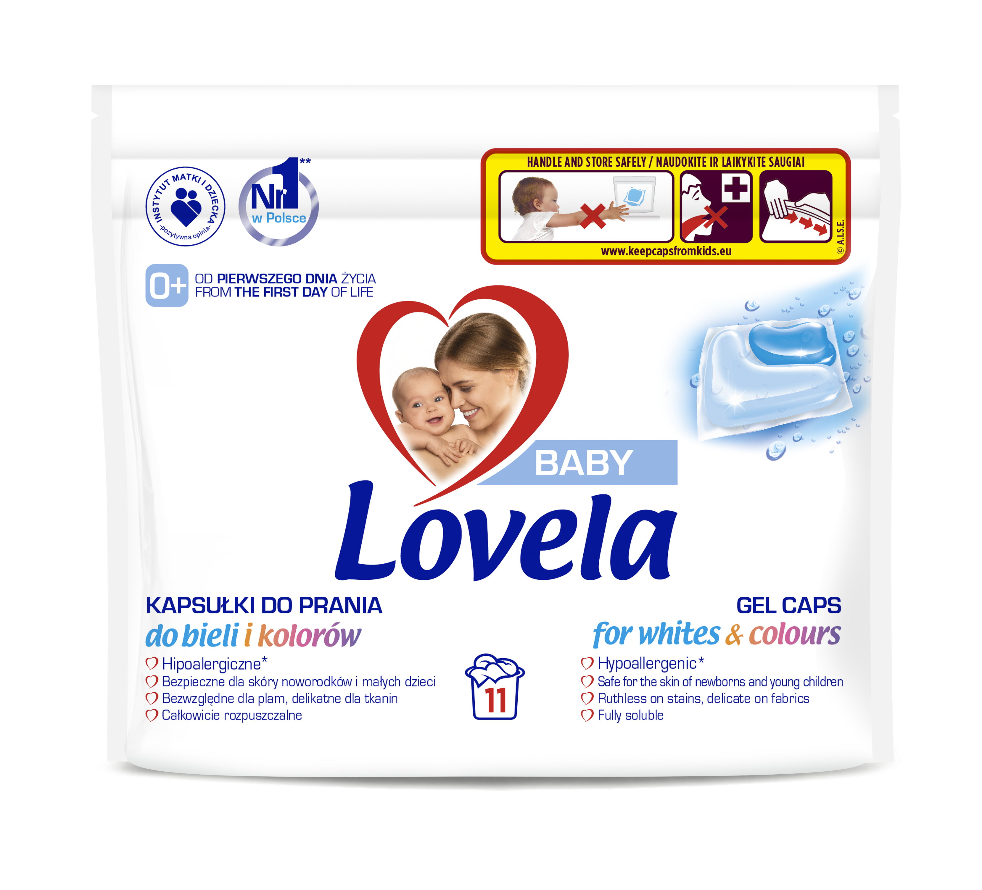 Lovela Kapsułki Do Prania Bieli I Kolorów, Ubranek Niemowlęcych I Dziecięcych - 11 Szt .