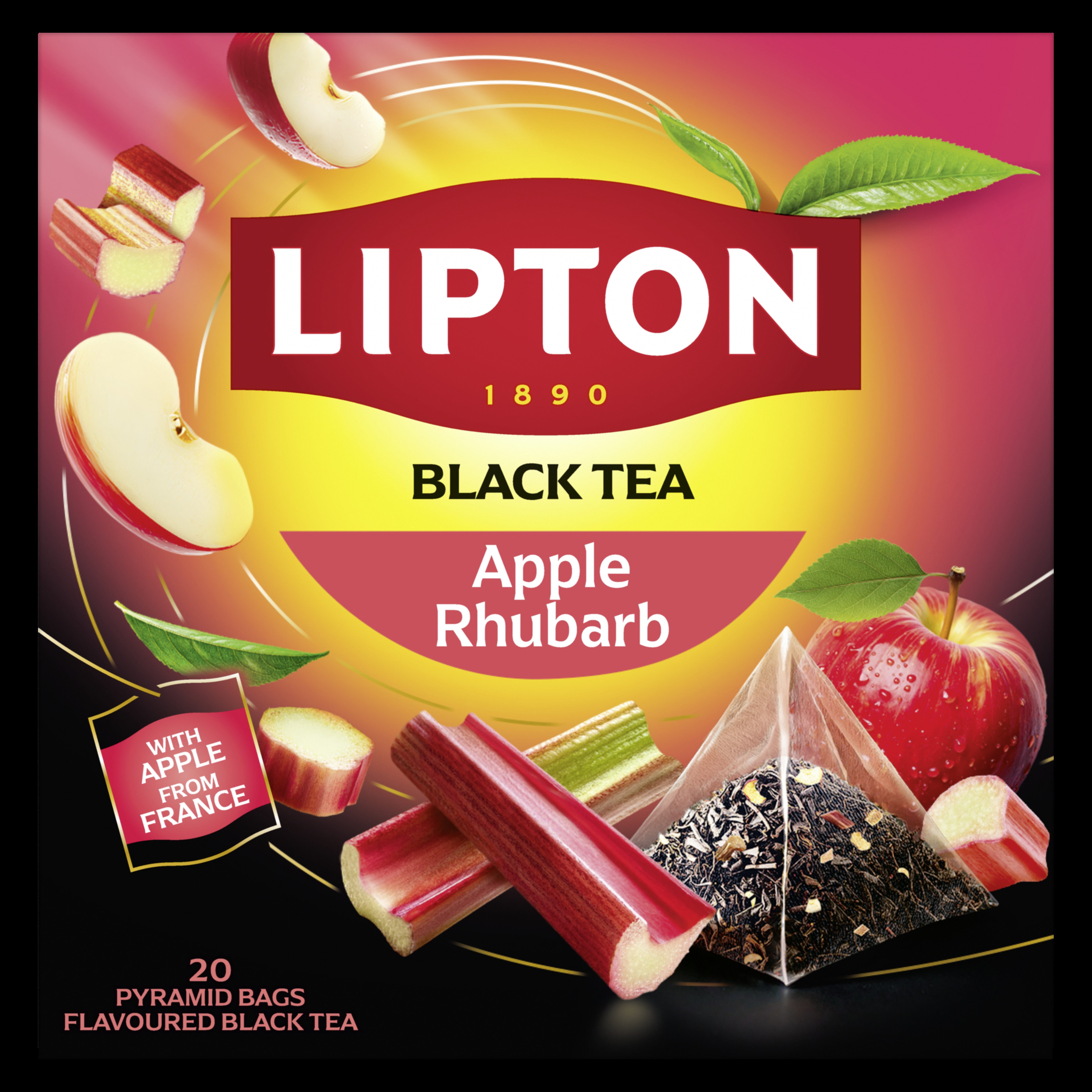 Lipton Herbata Czarna Jabłko Rabarbar 20 Tb
