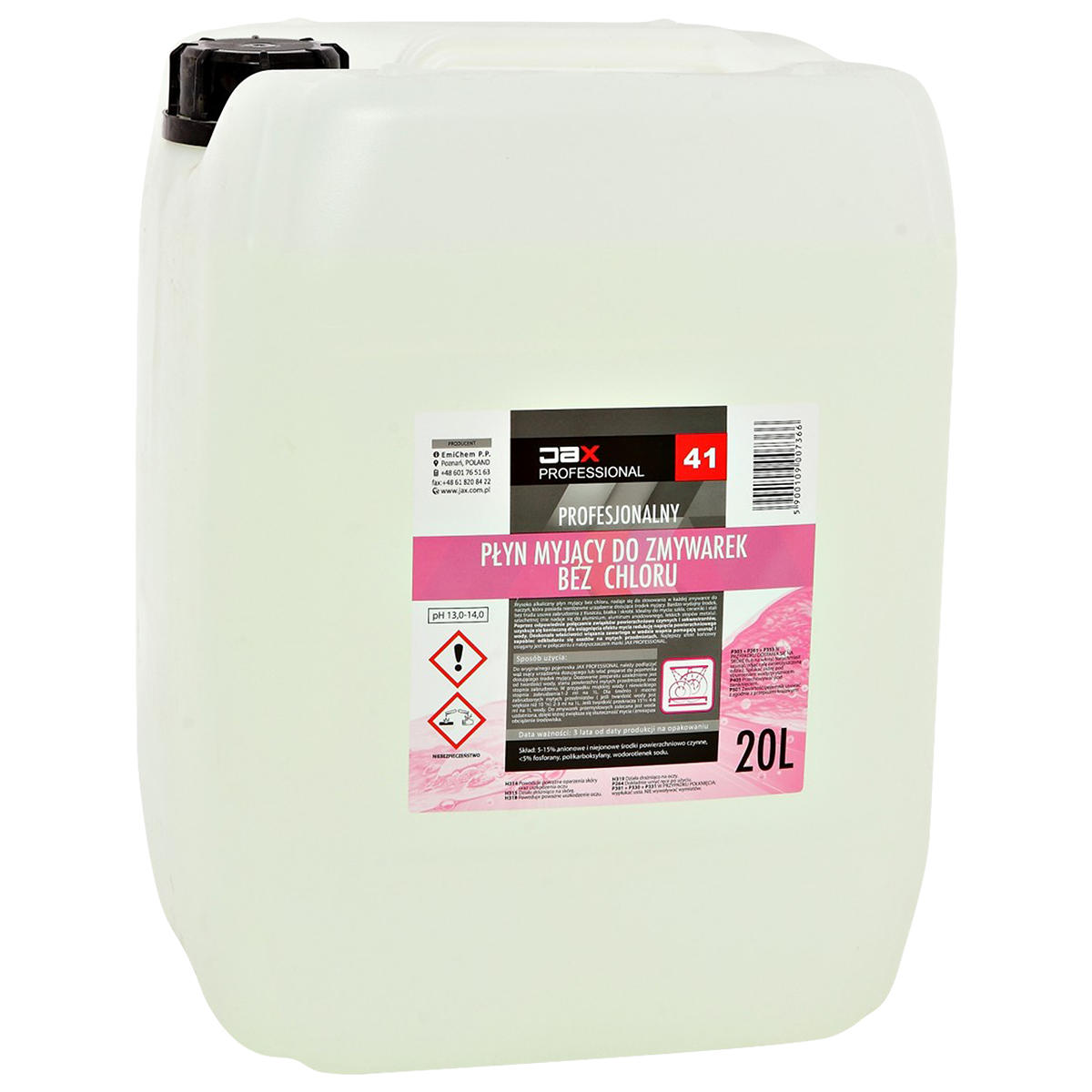 Jax Professional Płyn Myjący Do Zmywarek Bez Chloru „41” 20L