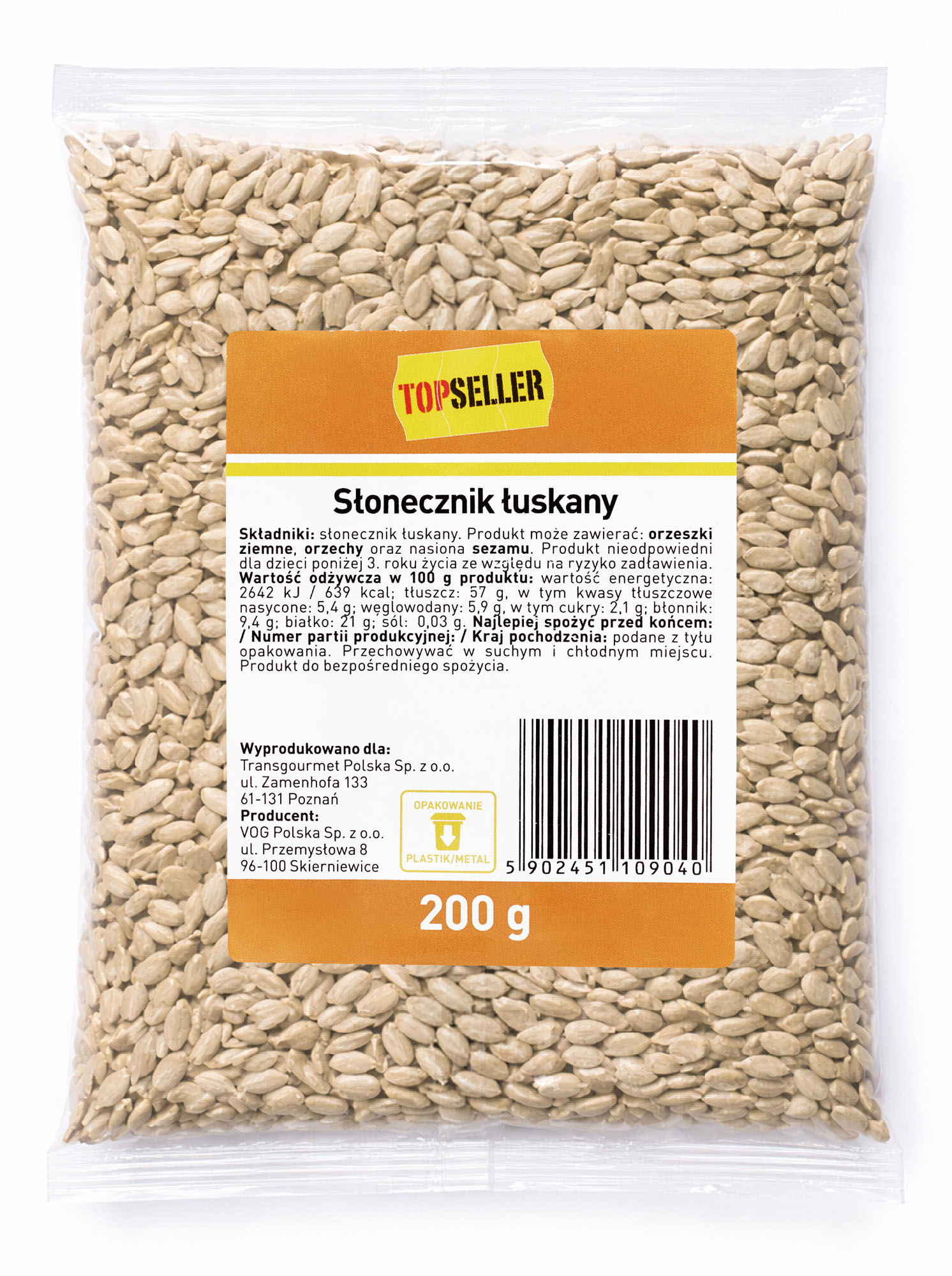 Topseller Słonecznik Łuskany 200G