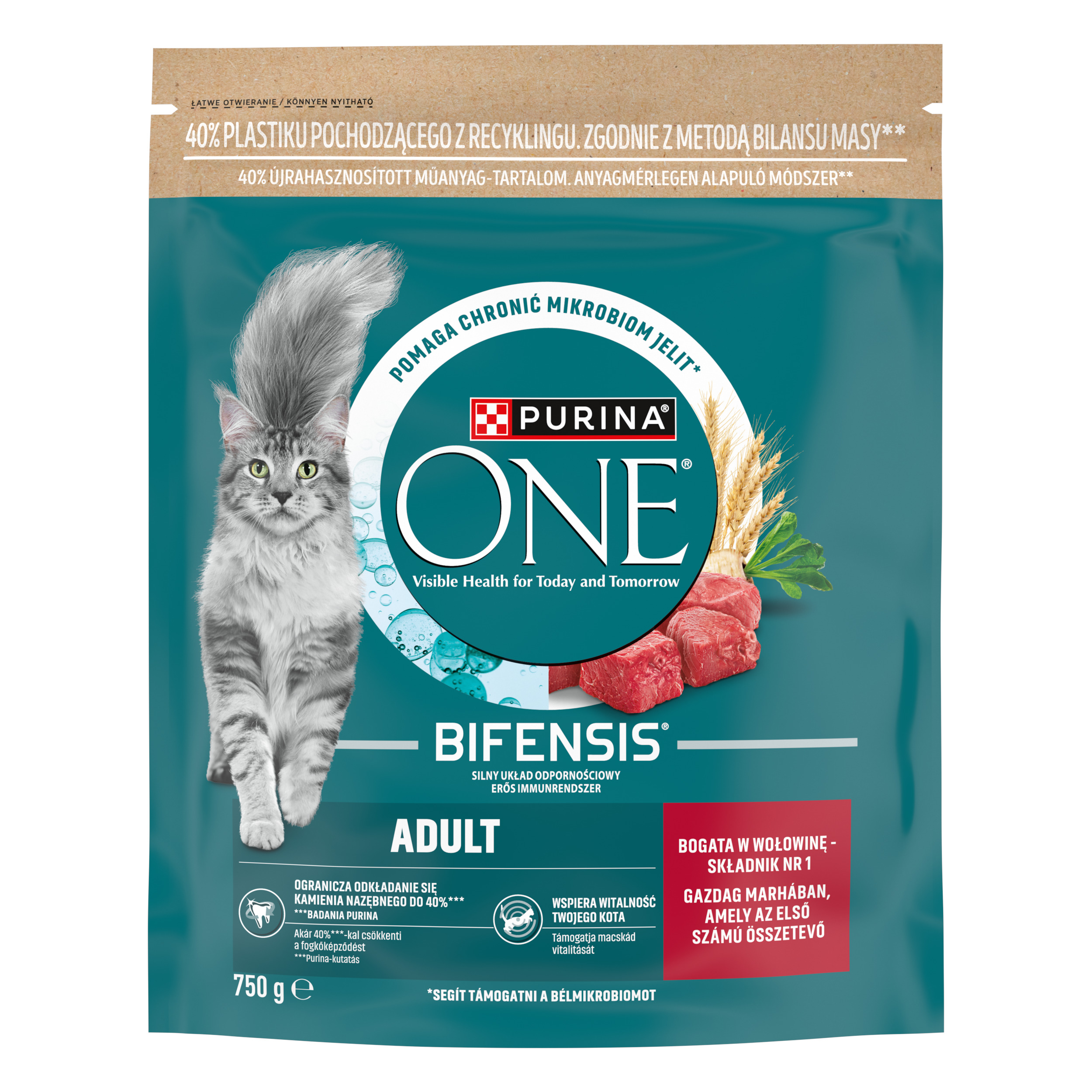 Purina One Adult Bogata W Wołowinę I Pełne Ziarna 750 G
