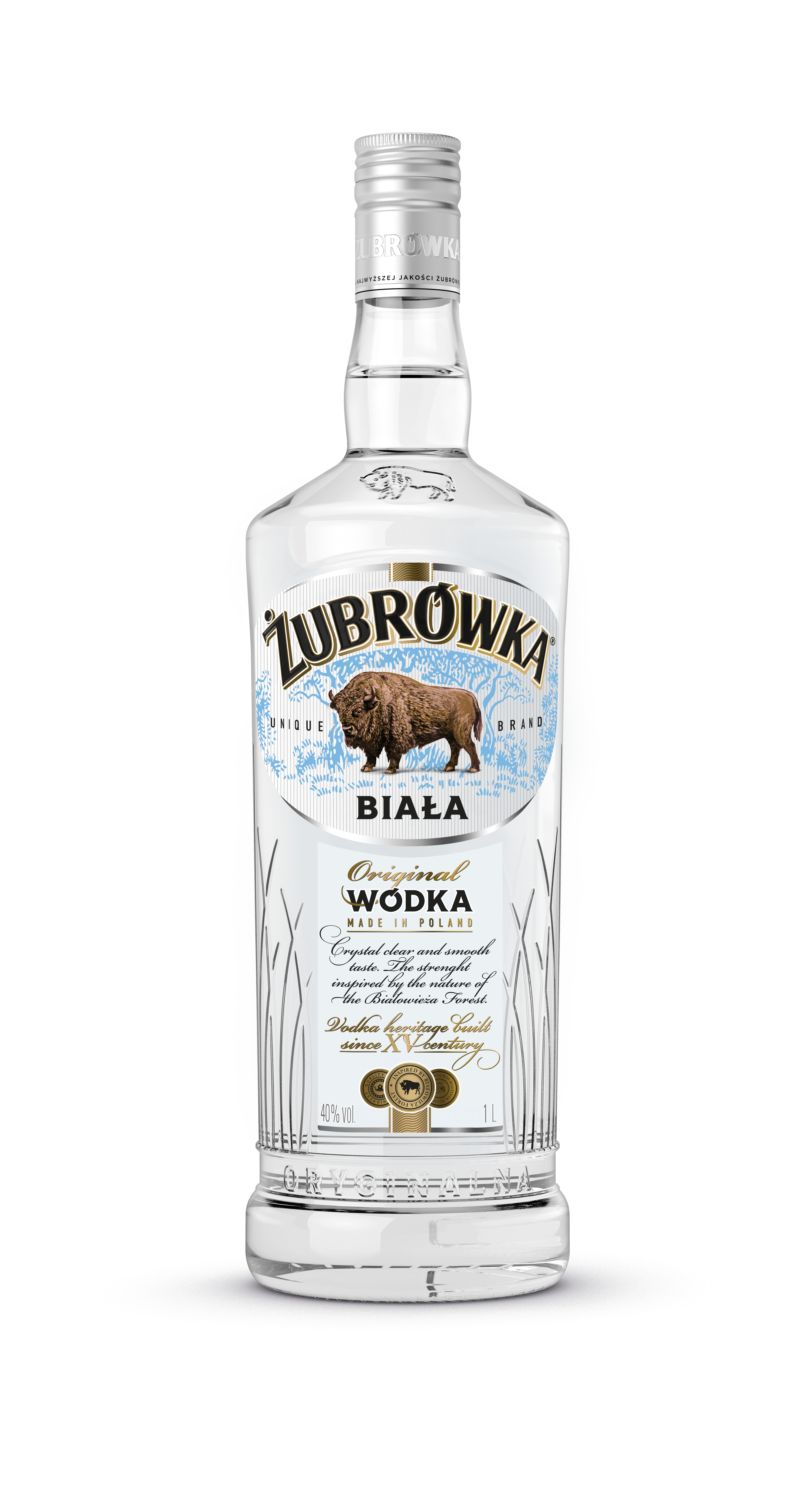 Wódka Czysta Żubrówka Biała 40% 1L