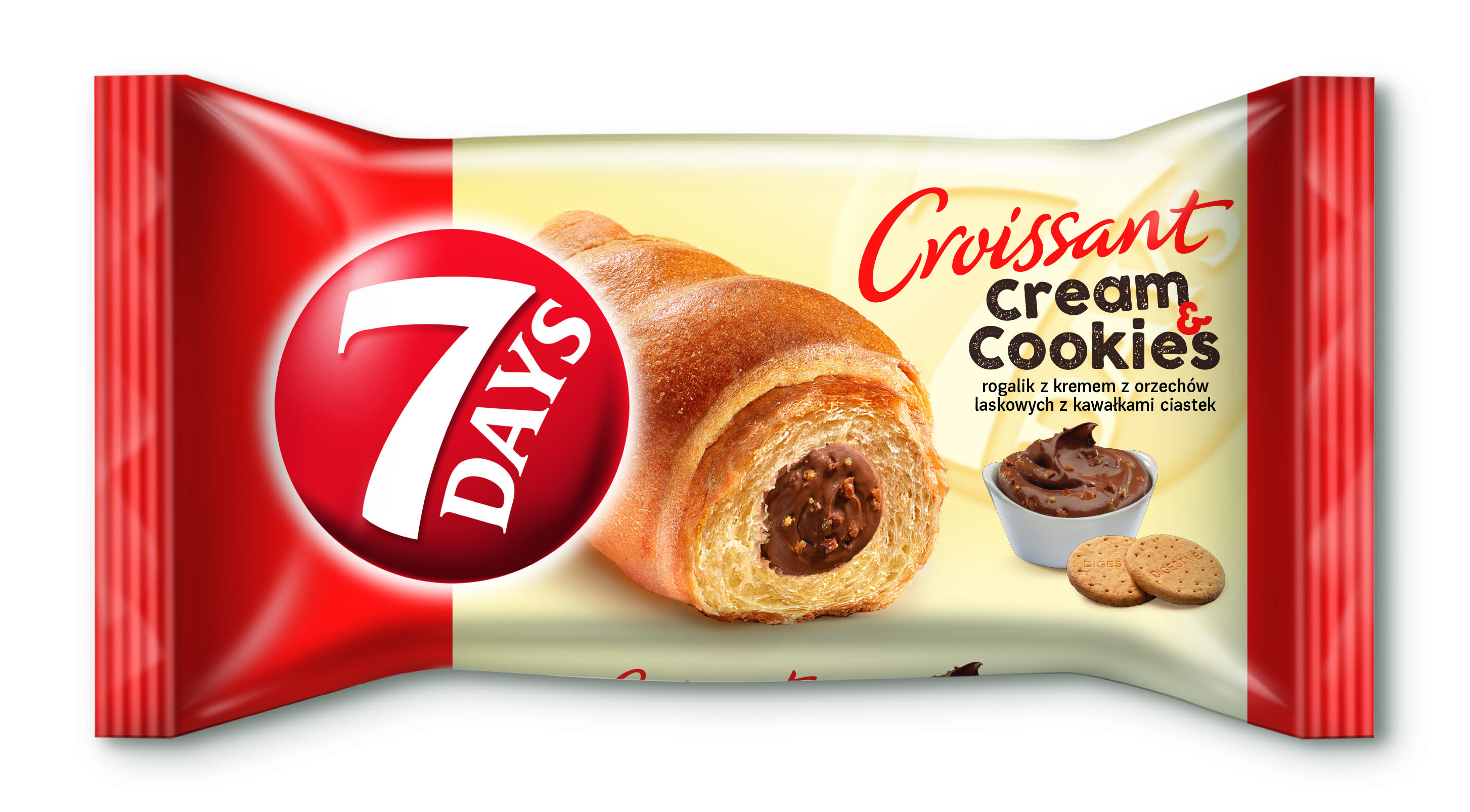 7Days Cream & Cookies Rogalik Z Kremem Orzechów Laskowych Z Kawałkami Ciastek 60G