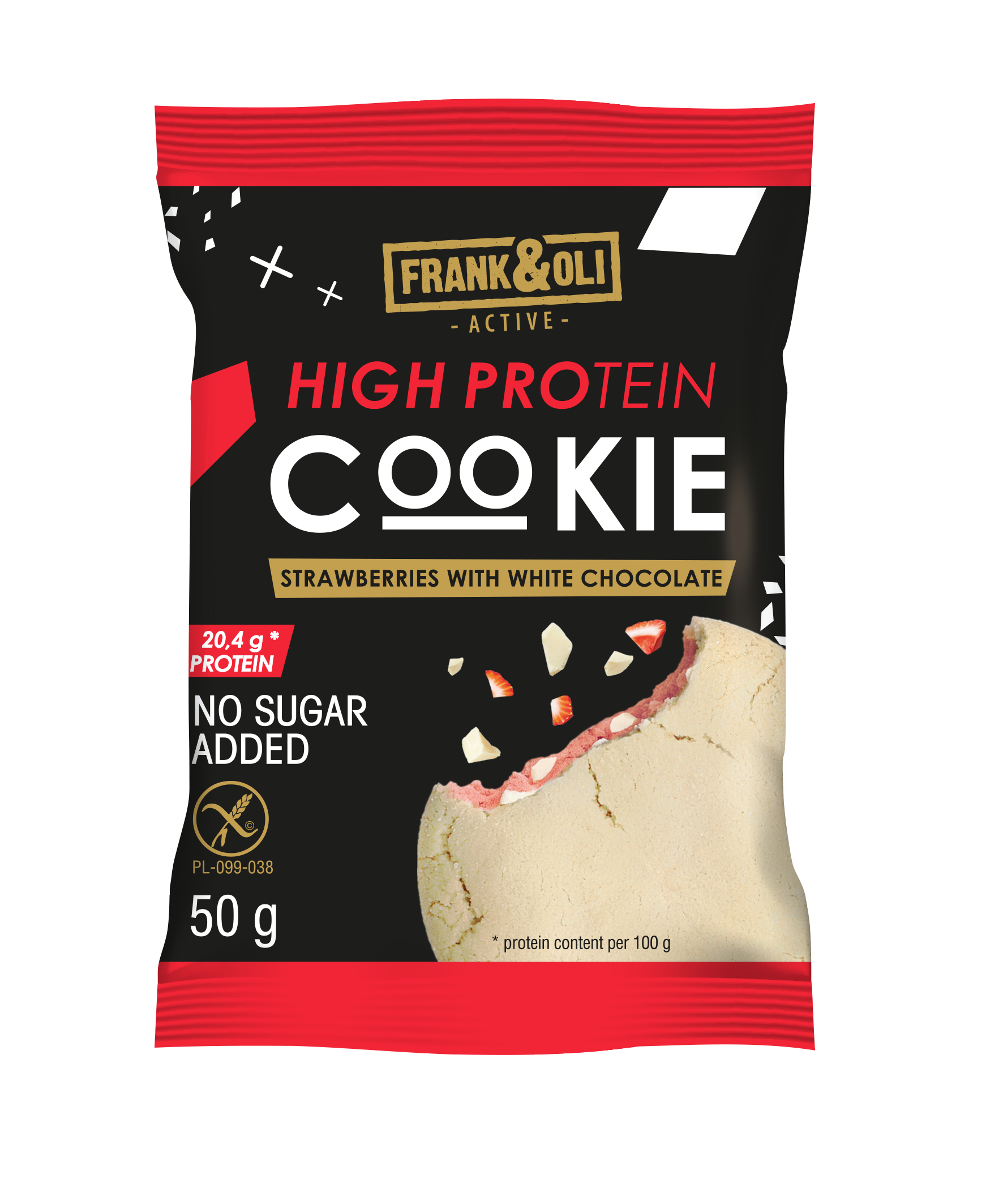 Frank&Oli Ciastko Wysokoproteinowe - Truskawki I Biała Czekolada - (50G)