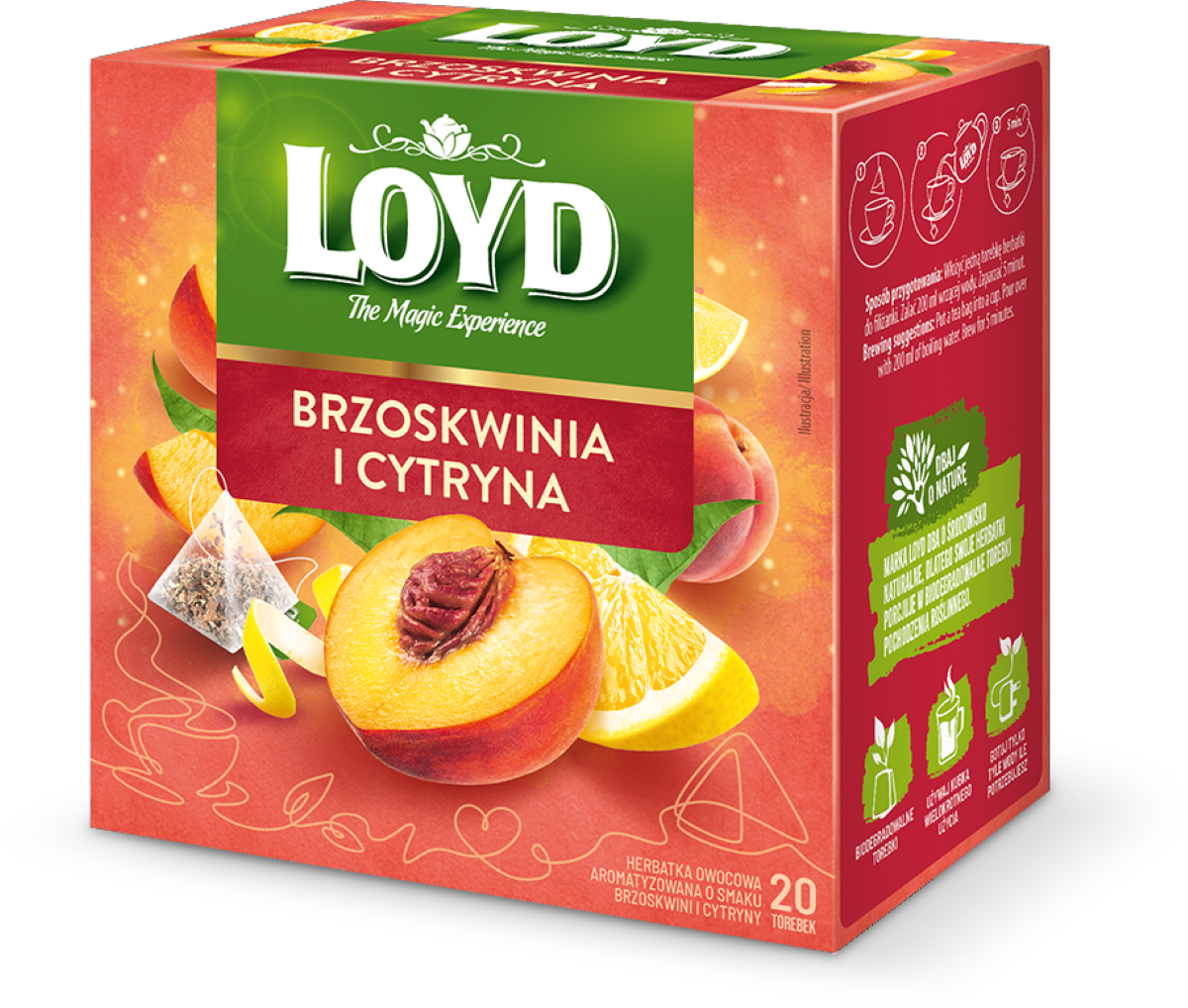 Loyd Herbatka O Smaku Brzoskwini I Cytryny (20 X 2 G)