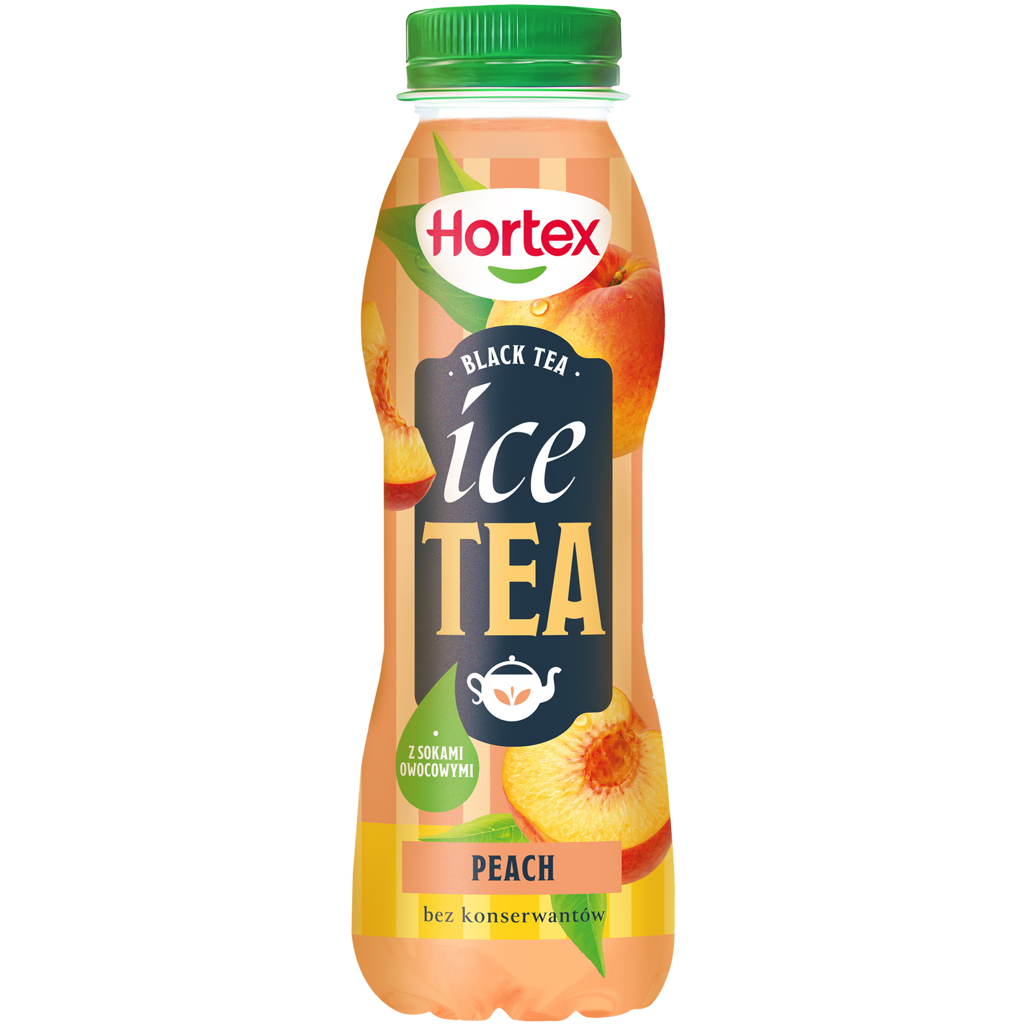 Hortex Ice Tea Napój Jabłkowo-Brzoskwiniowy Z Dodatkiem Ekstraktu Z Liści Czarnej Herbaty Butelka Pet 400 Ml Kaucja