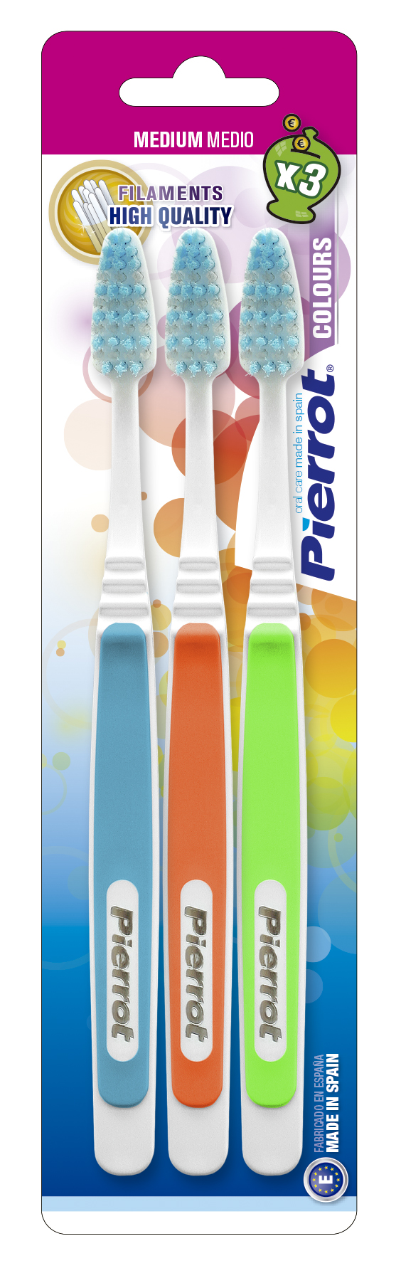 Szczoteczka Pierrot Colours Średnia 3 Szt