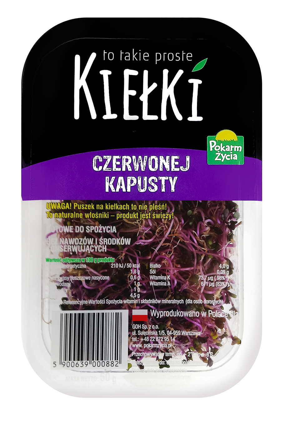 Kiełki Kapusty Czerwonej Polska 50G Pokarm Życia