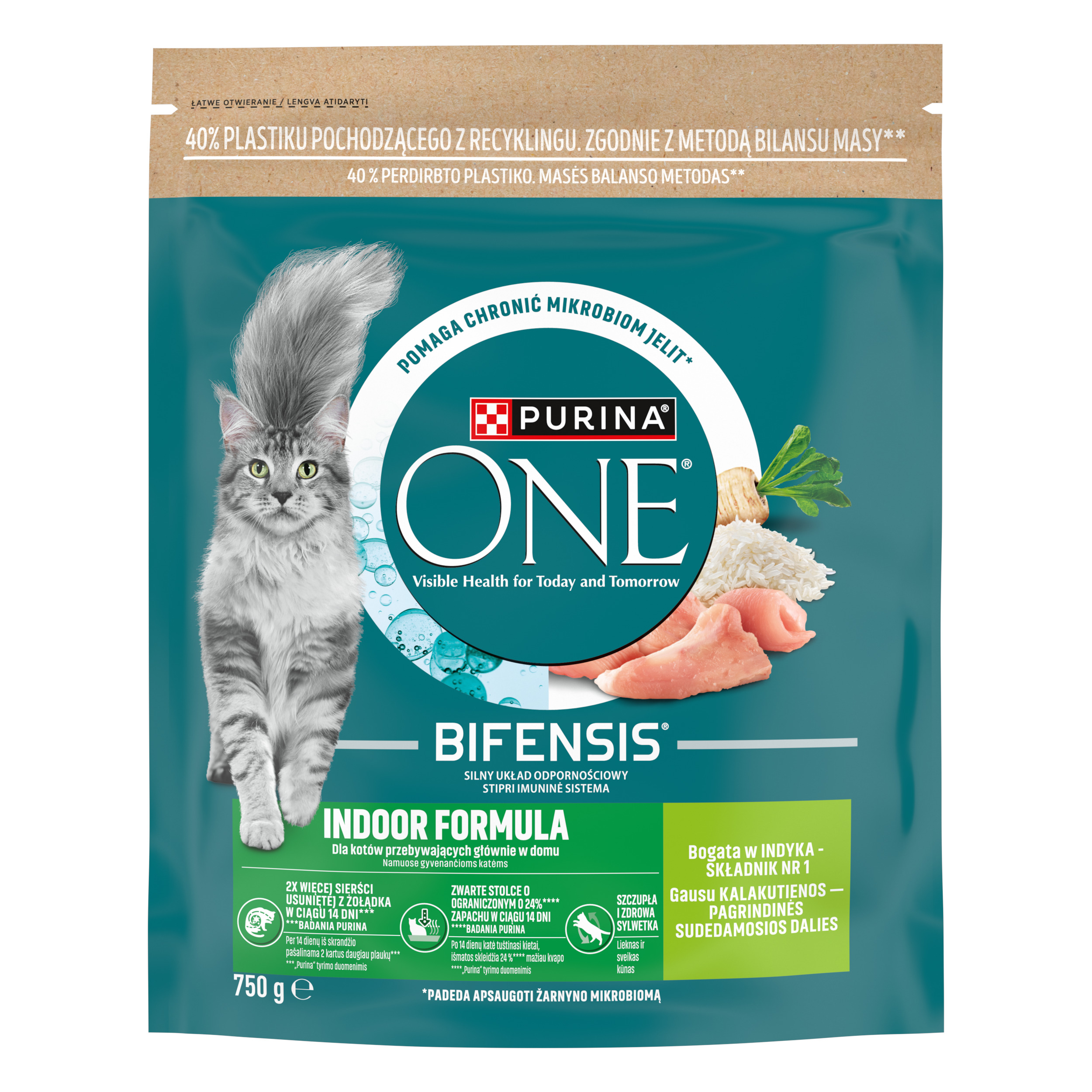 Purina One Indoor Bogata W Indyka I Pełne Ziarna 750 G