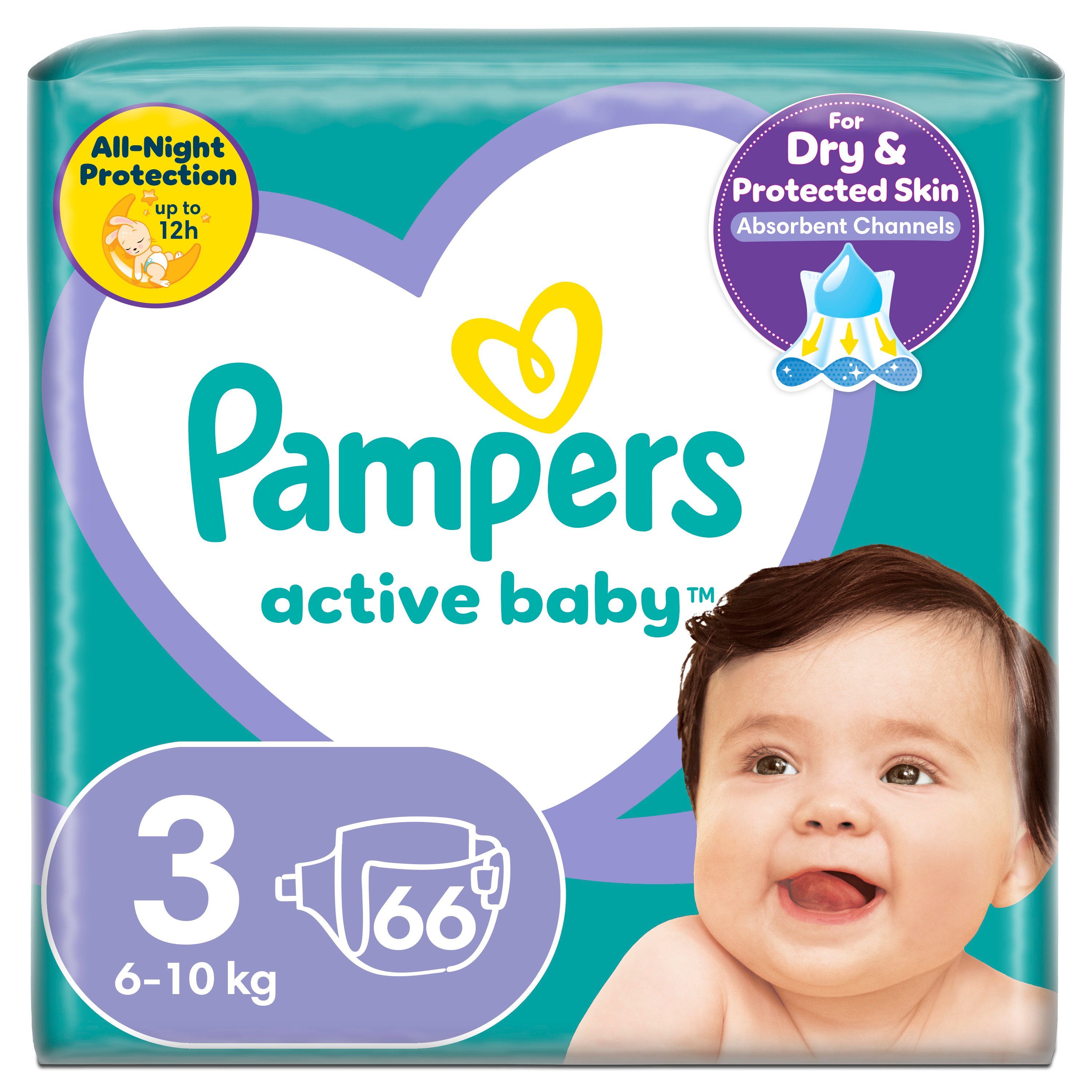 Pampers Active Baby Rozmiar 3, 66 Pieluszek, 6-10 Kg