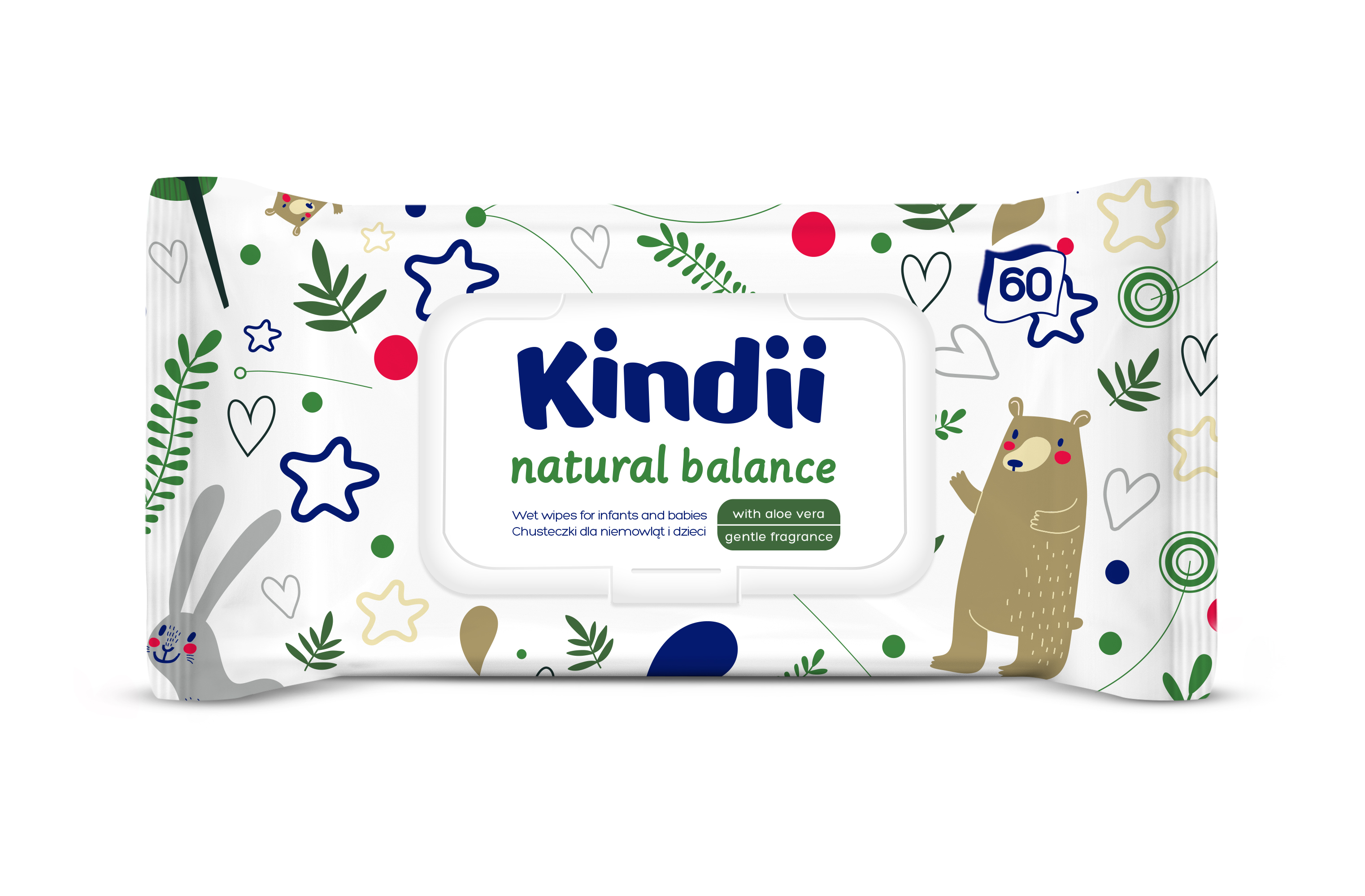 Chusteczki Dla Niemowląt Kindii Natural Balance 60 Szt.