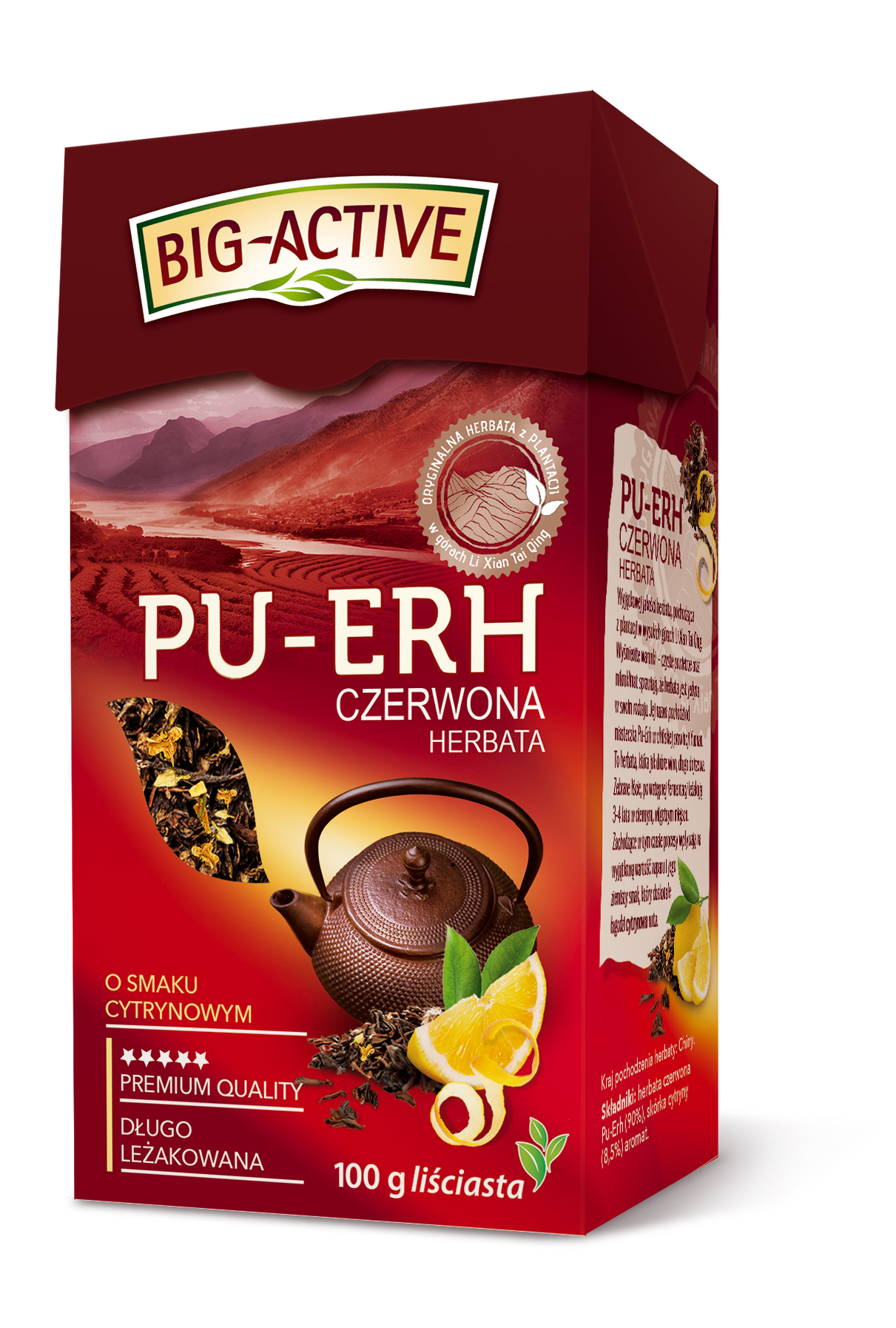 Big-Active - Pu-Erh - Herbata Czerwona O Smaku Cytrynowym (Liściasta) 100G