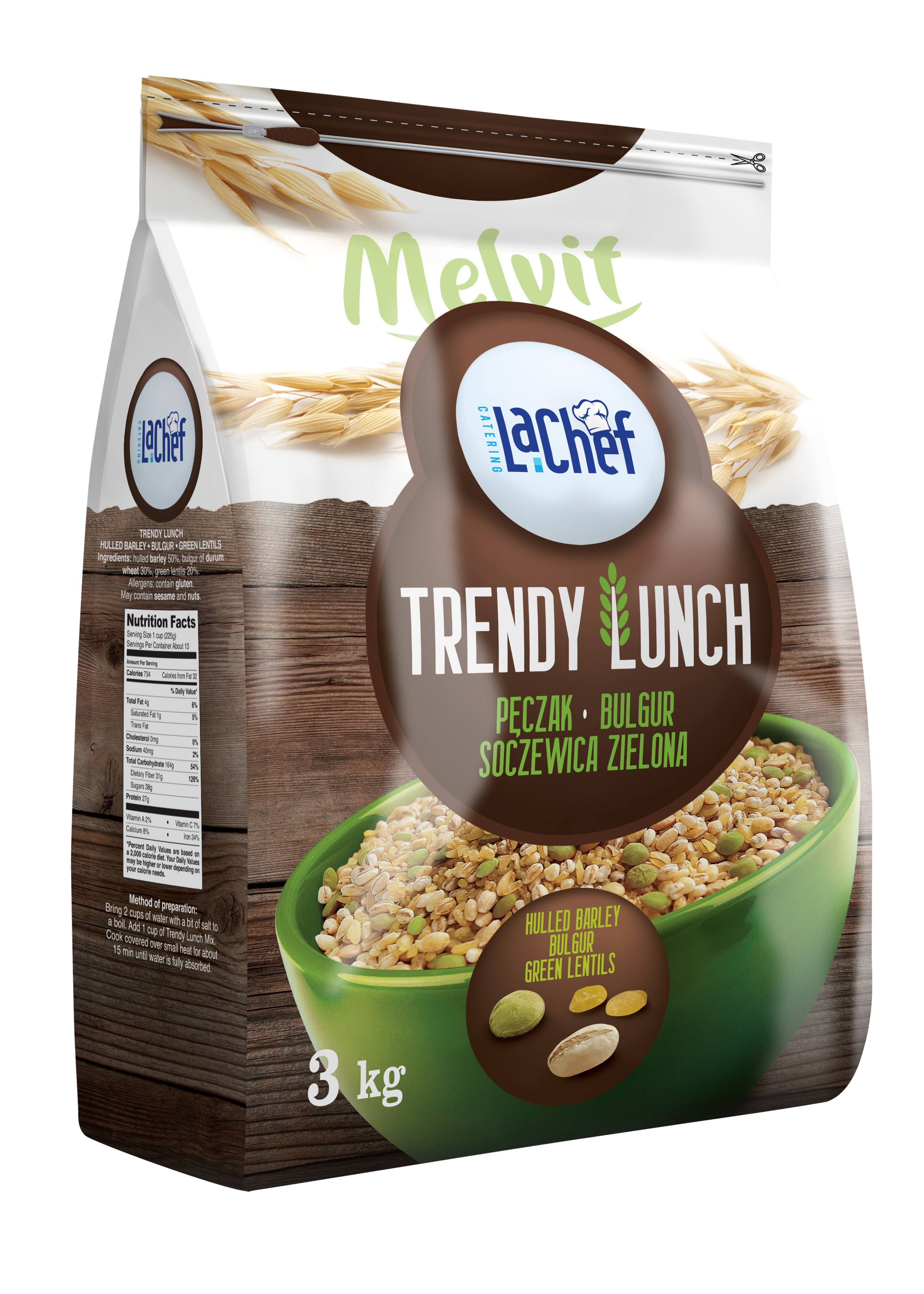 La Chef Trendy Lunch Pęczak, Bulgur, Soczewica Zielona 3Kg