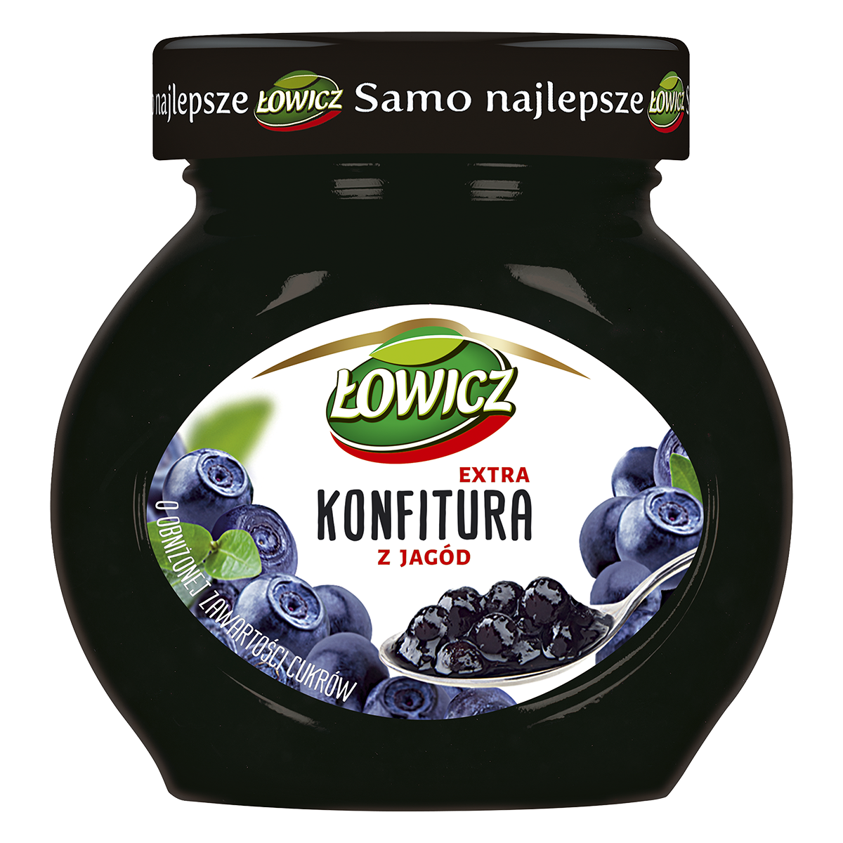 Łowicz Konfitura Extra Z Jagód Obniżonej Zawartości Cukrów 240 G