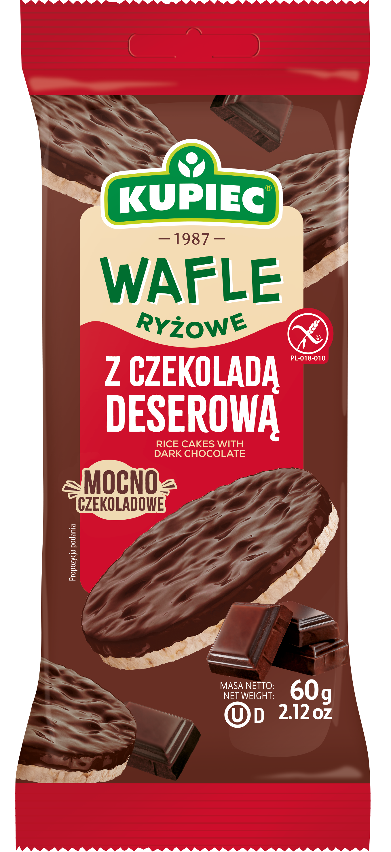 Kupiec Wafle Ryżowe W Deserowej Czekoladzie 60G