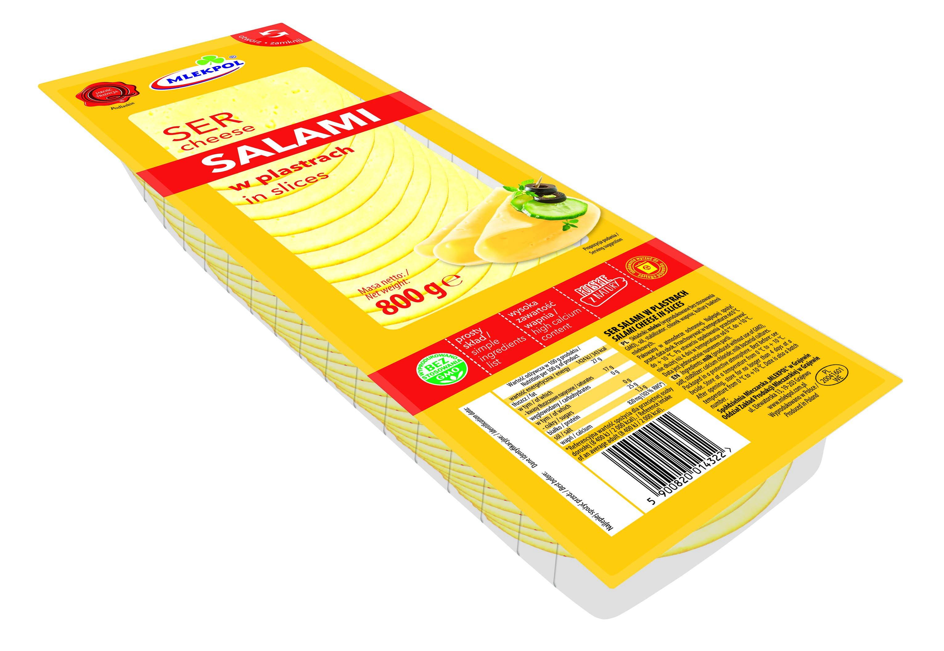 Ser Salami Plastry 800G Mlekpol
