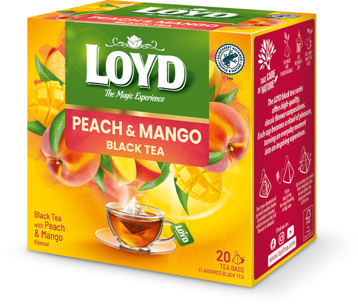 Loyd Herbata Czarna O Smaku Mango I Brzoskwini (20 X 1,8 G)