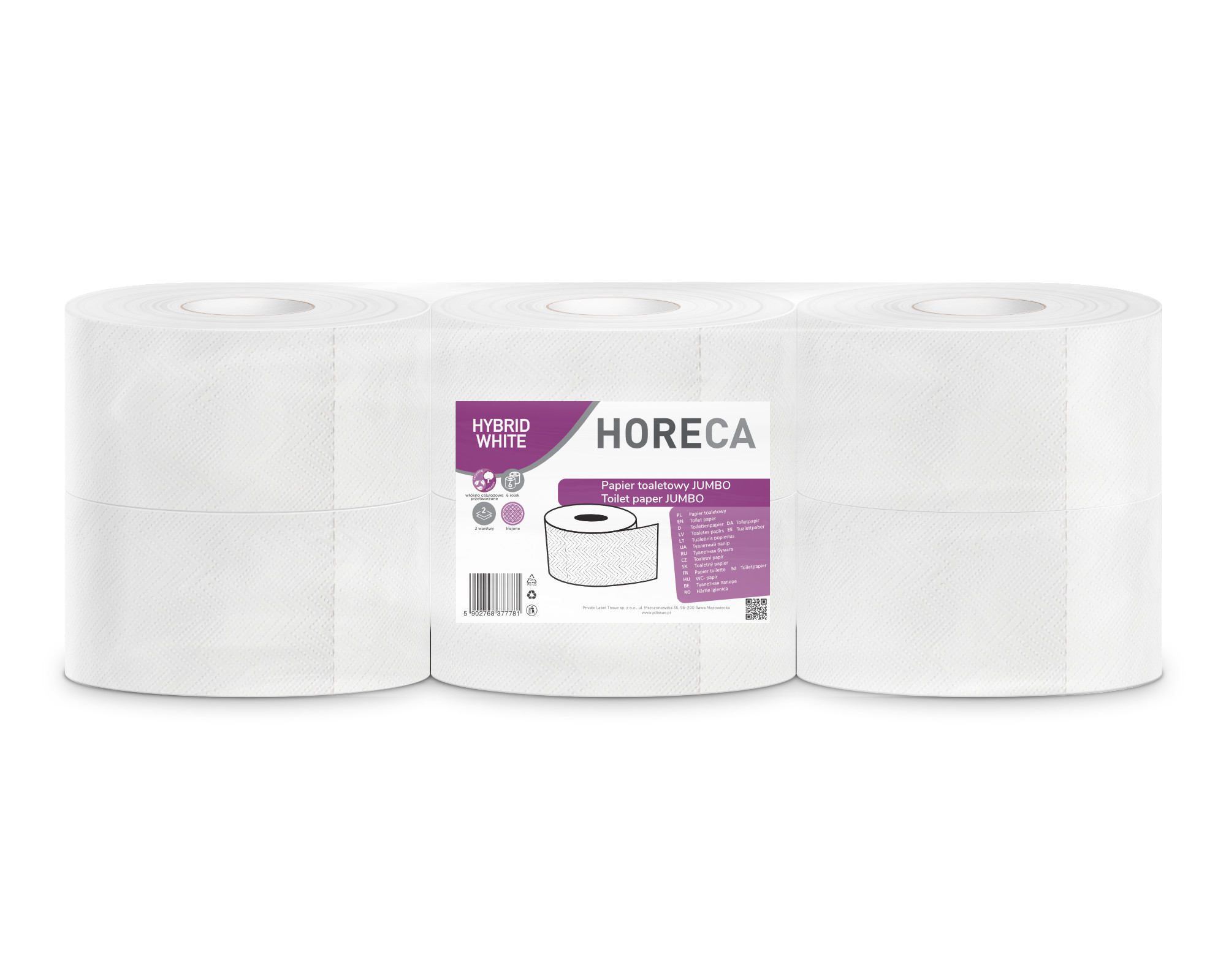 Horeca Hybrid White Papier Toaletowy Jumbo 6 Rolek 2-Warstwowy