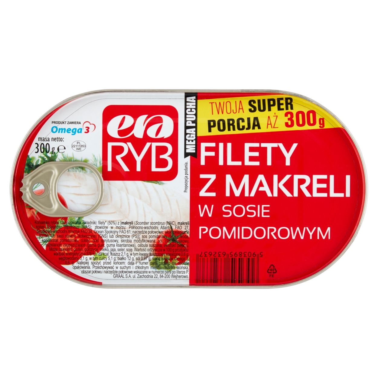 Era Ryb Filety Z Makreli W Sosie Pomidorowym Eo 300 G