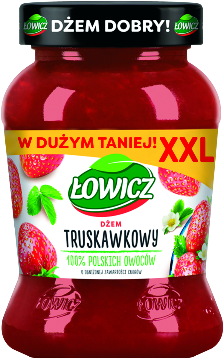 Łowicz Dżem Truskawkowy O Obniżonej Zawartości Cukrów 450 G