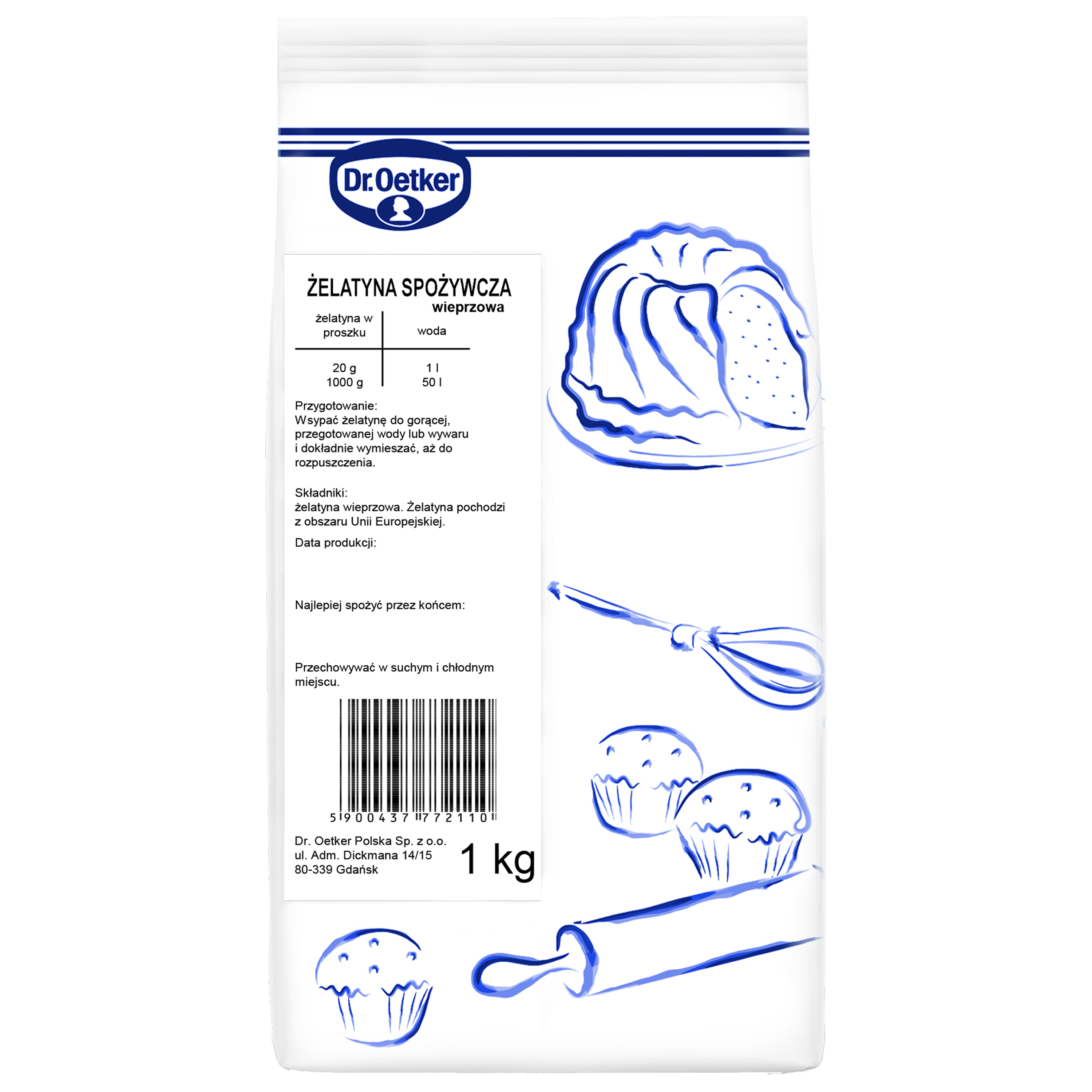 Dr. Oetker Żelatyna Spożywcza Wieprzowa 1 Kg