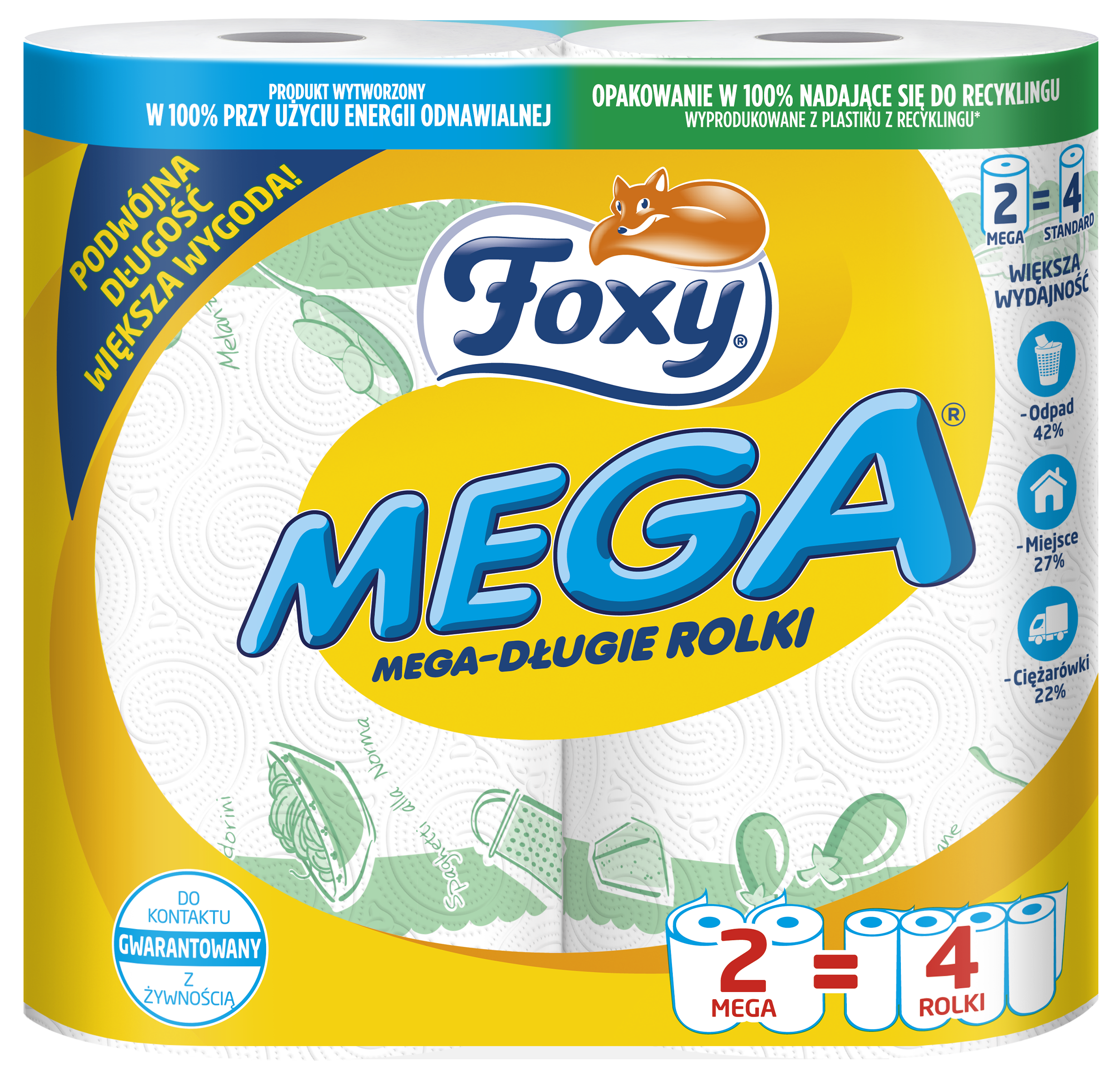 Ręcznik Kuchenny Foxy Mega 2 Rolki (2 Warstwy)