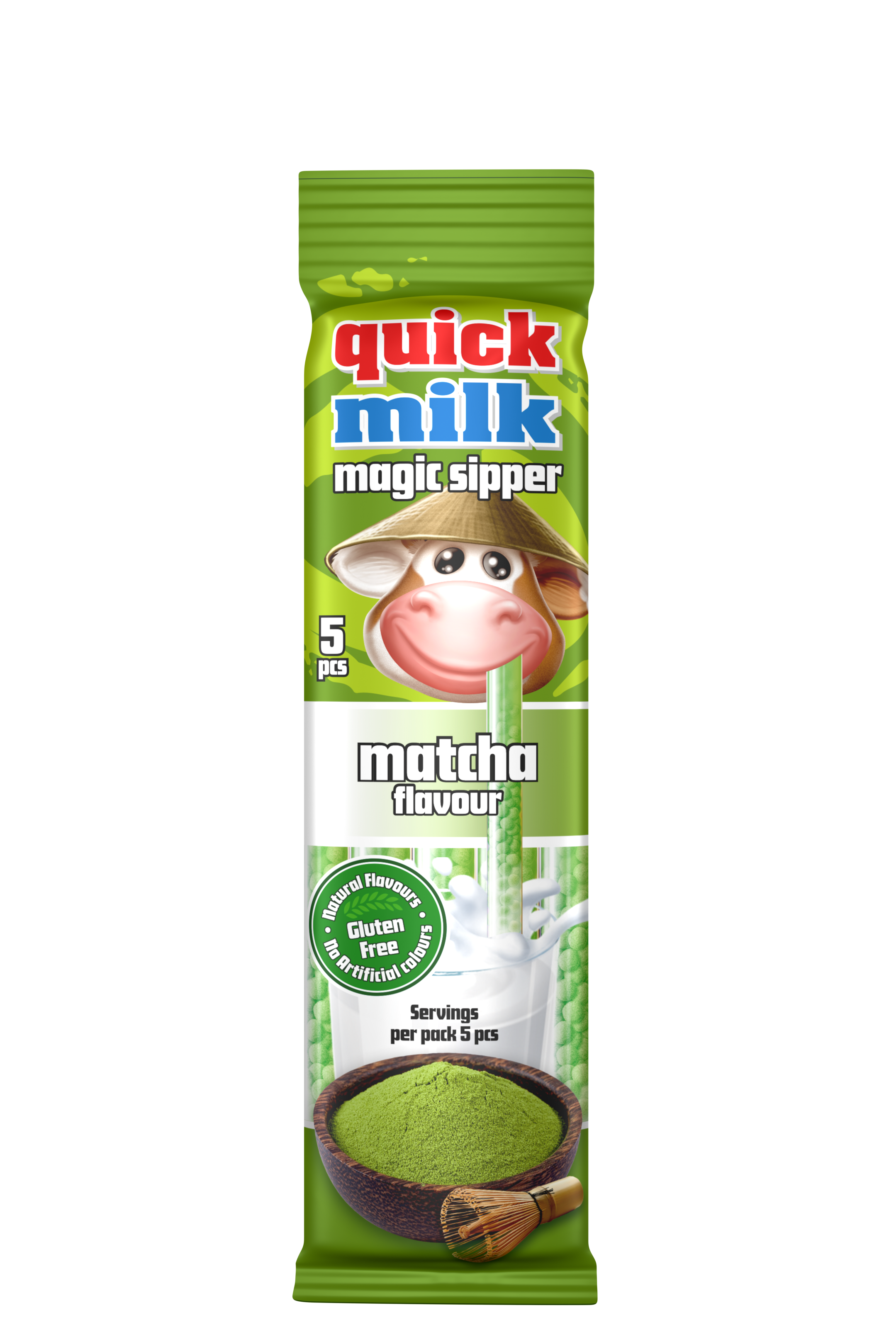 Quick Milk Rurki Do Picia Mleka O Smaku Matchy 5X6G