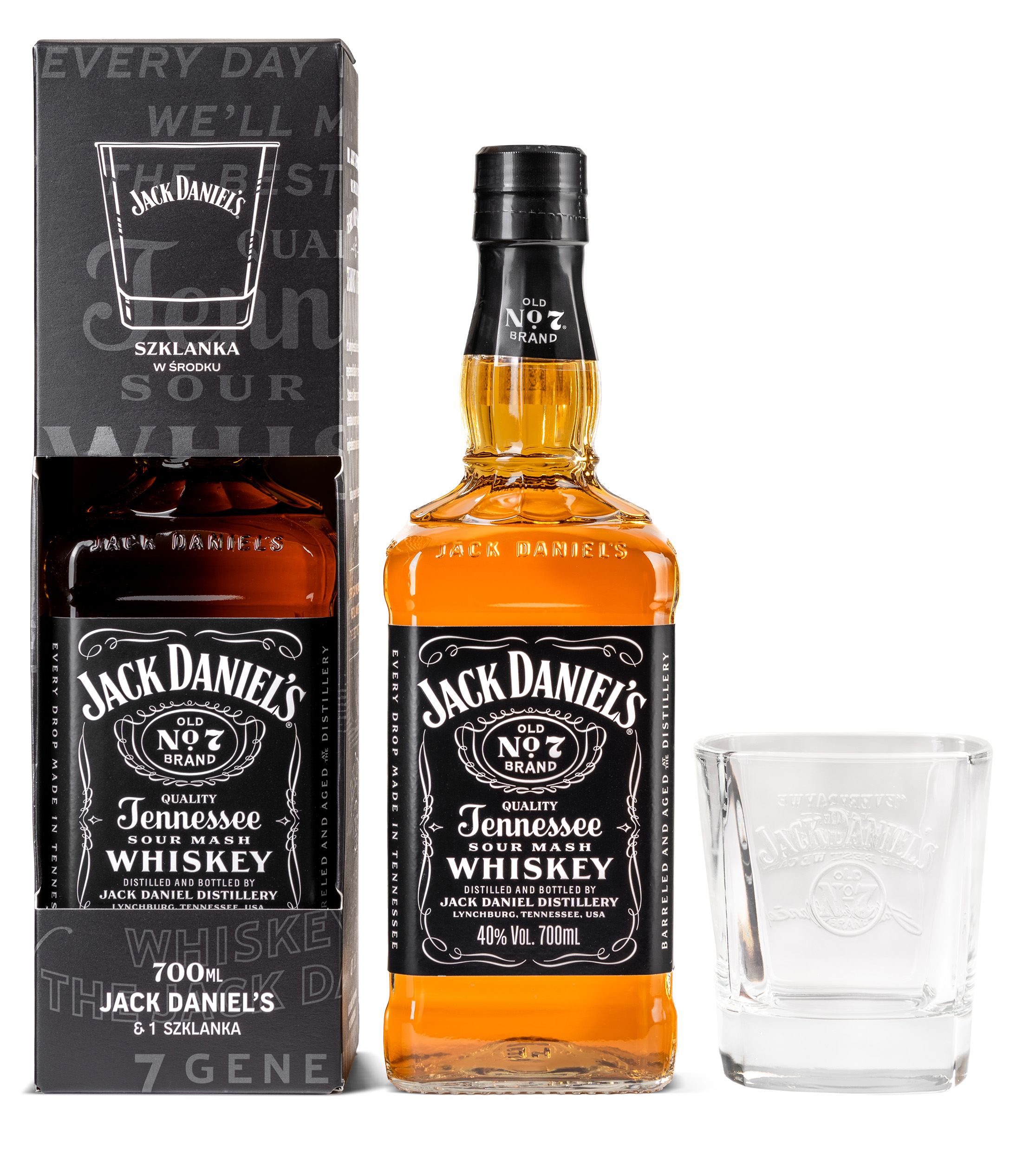 Jack Daniel'S Tennessee Whiskey Ze Szklanką 40% 700 Ml