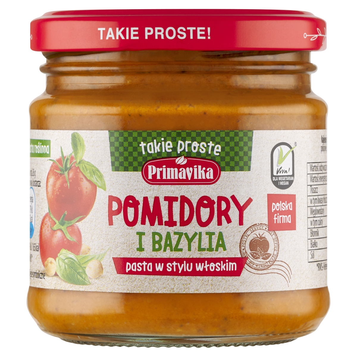 Primavika Pomidory I Bazylia - Pasta W Stylu Włoskim 160 G