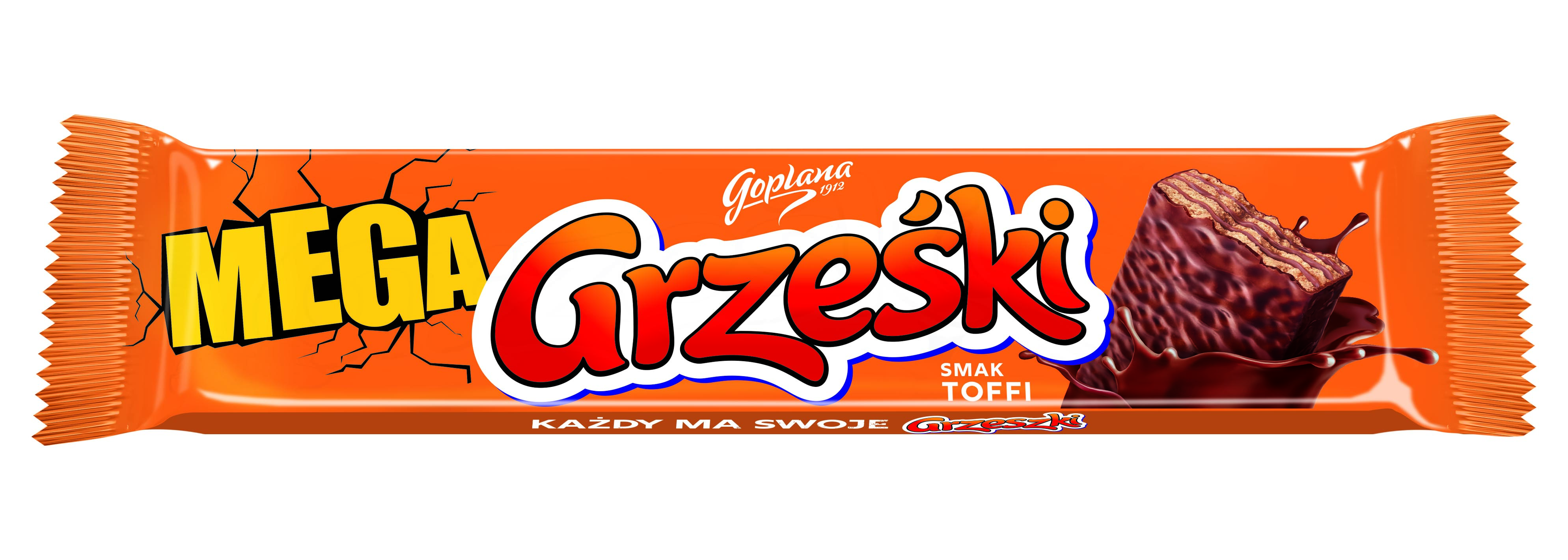 Grześki Mega Toffi Wafel Przekładany Kremem O Smaku Toffi W Czekoladzie Mlecznej 48 G