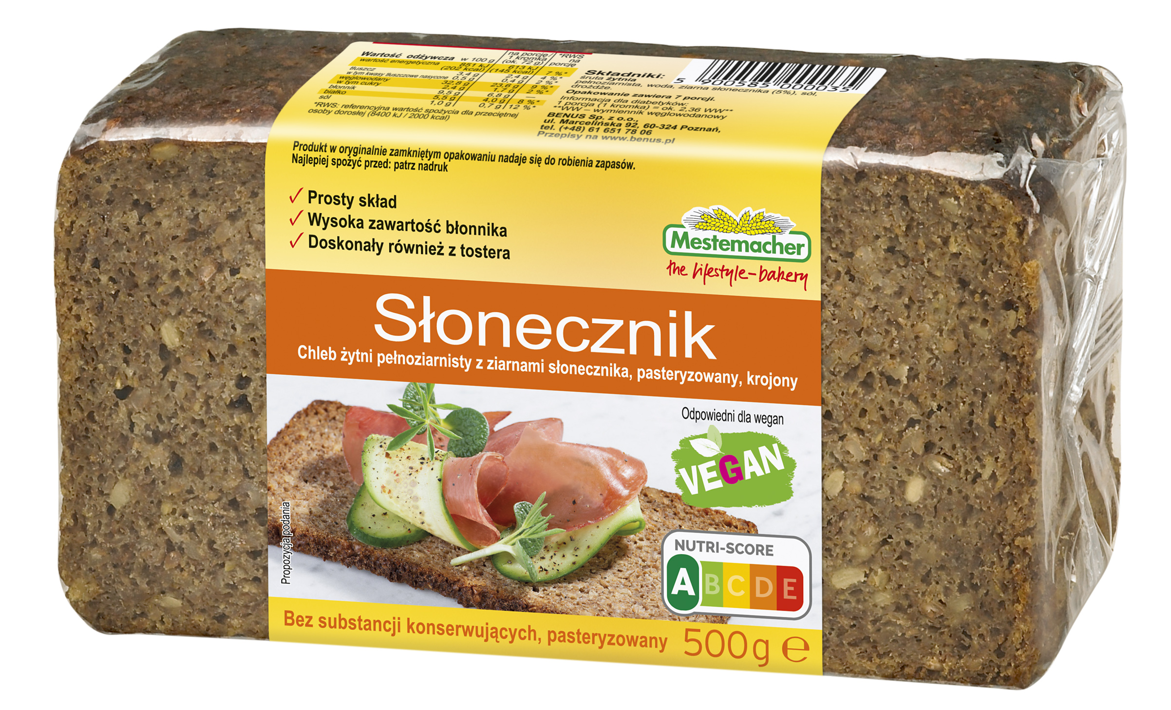 Chleb Żytni Ziarna Słonecznika 500G Mestemacher