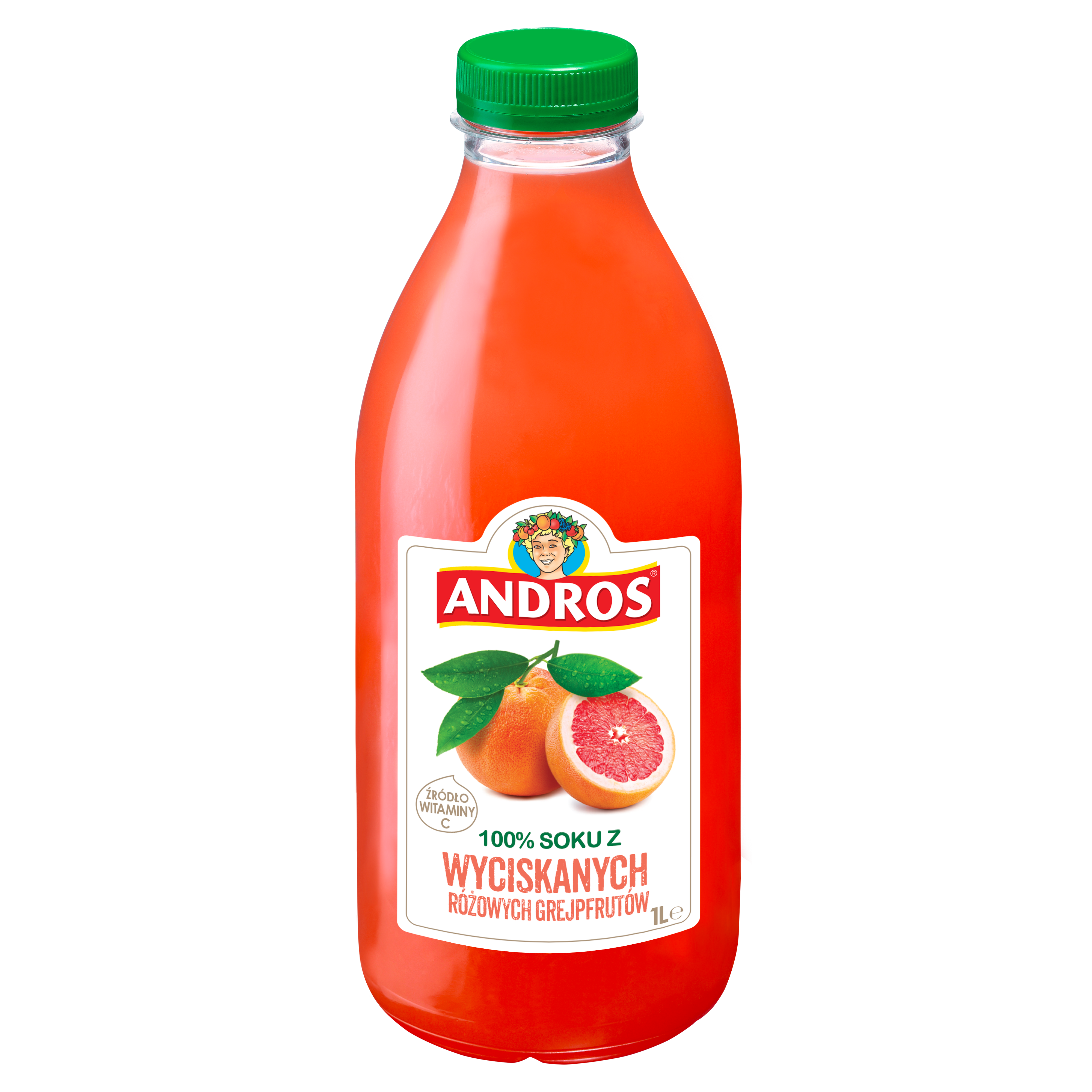 Andros Sok Z Różowych Grejpfrutów Wyciskanych 1L