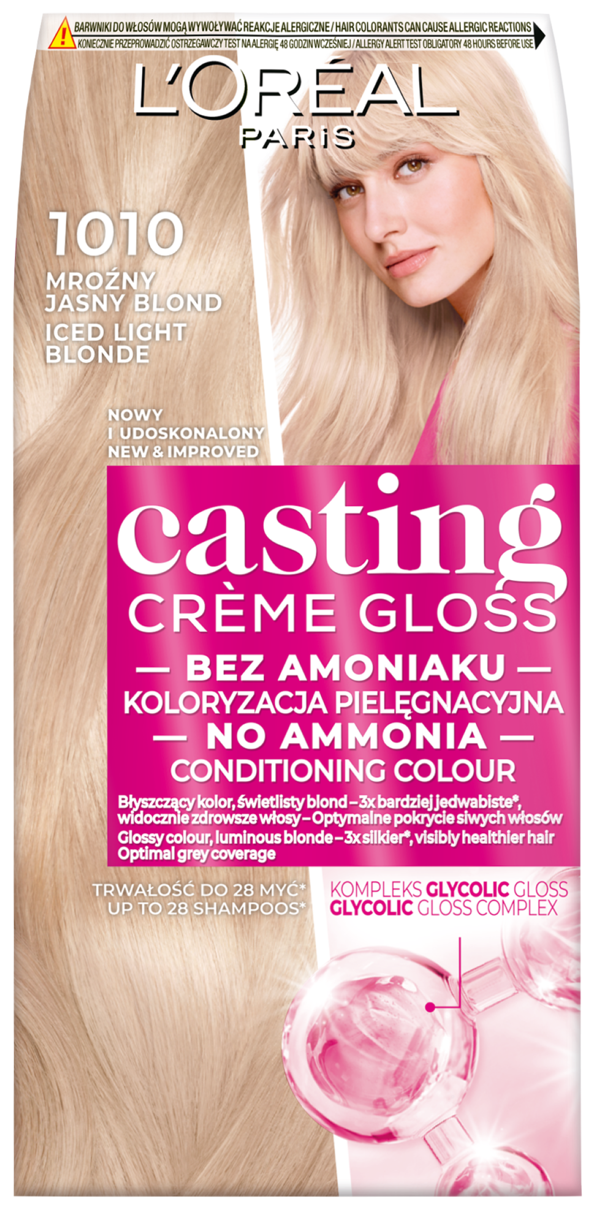 L'Oréal Paris Casting Crème Gloss Farba Do Włosów 1010 Jasny Lodowy Blond 180 Ml