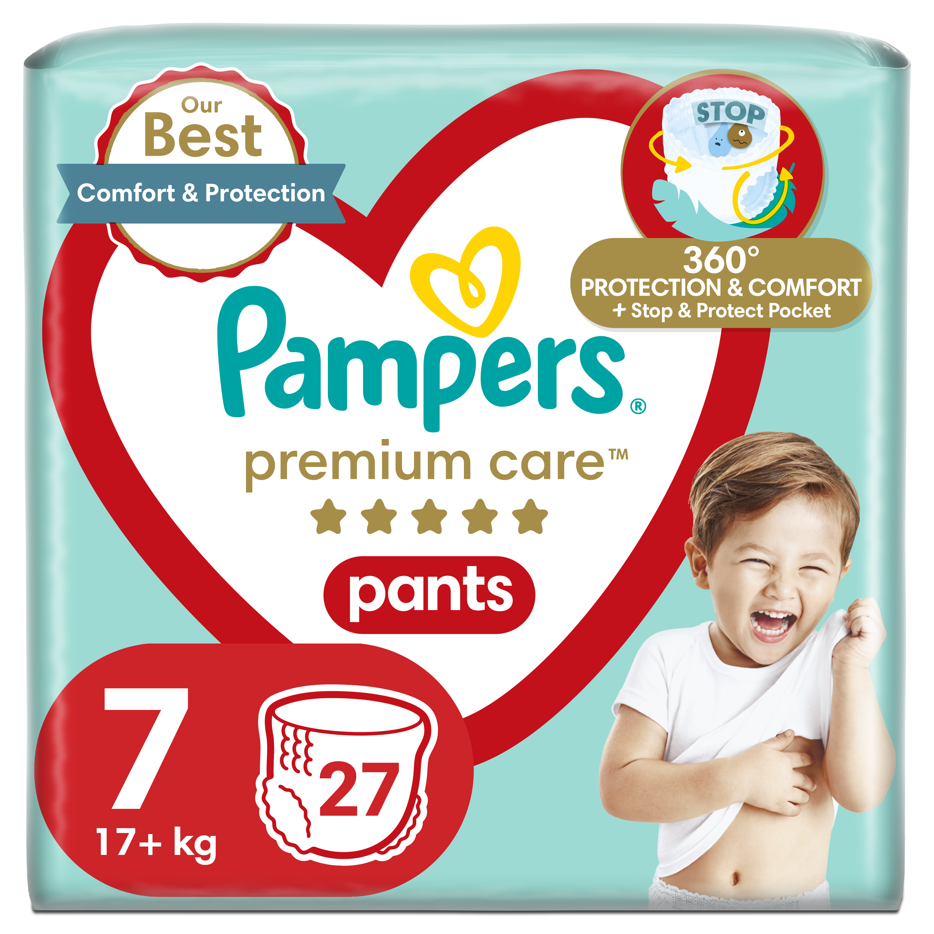 Pampers Premium Care Pants Pieluchomajtki Rozmiar 7, 17+ Kg, 27 Szt.