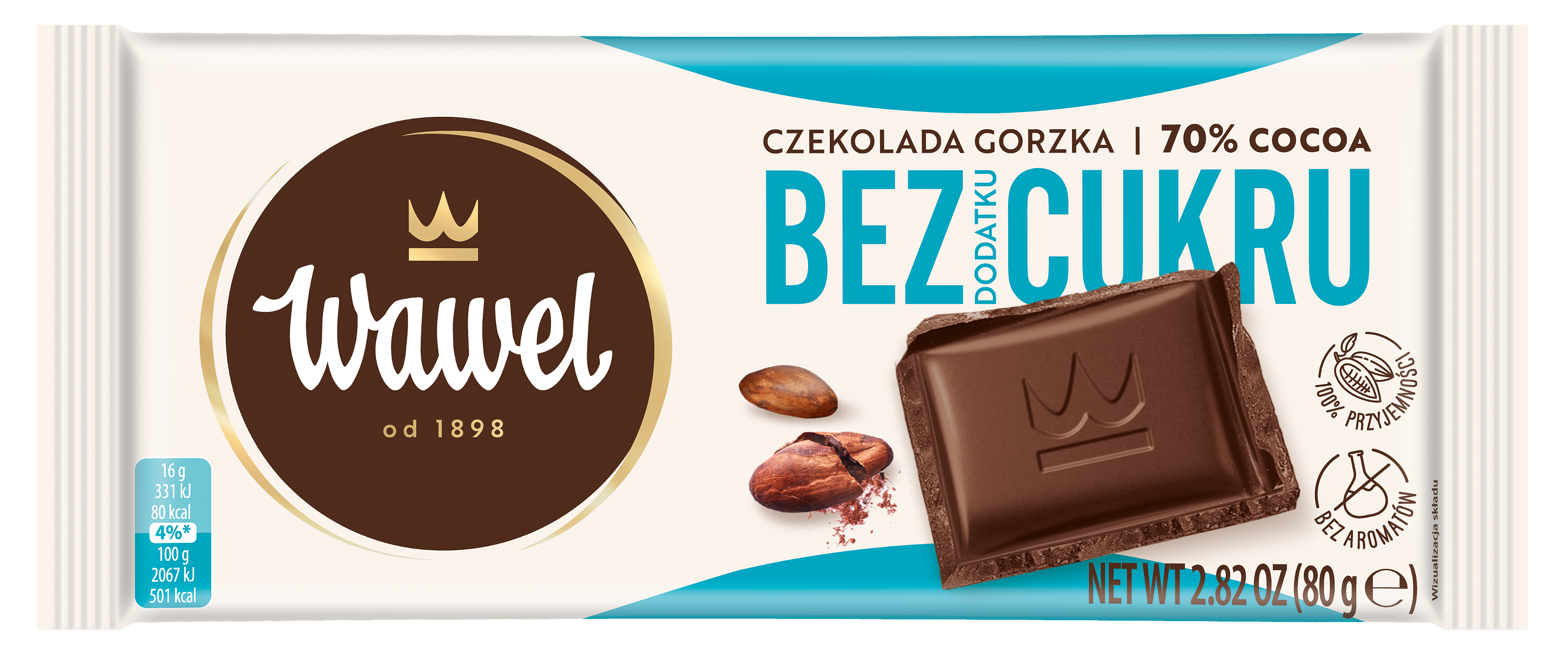 Wawel Czekolada Gorzka Bez Dodatku Cukru 80G