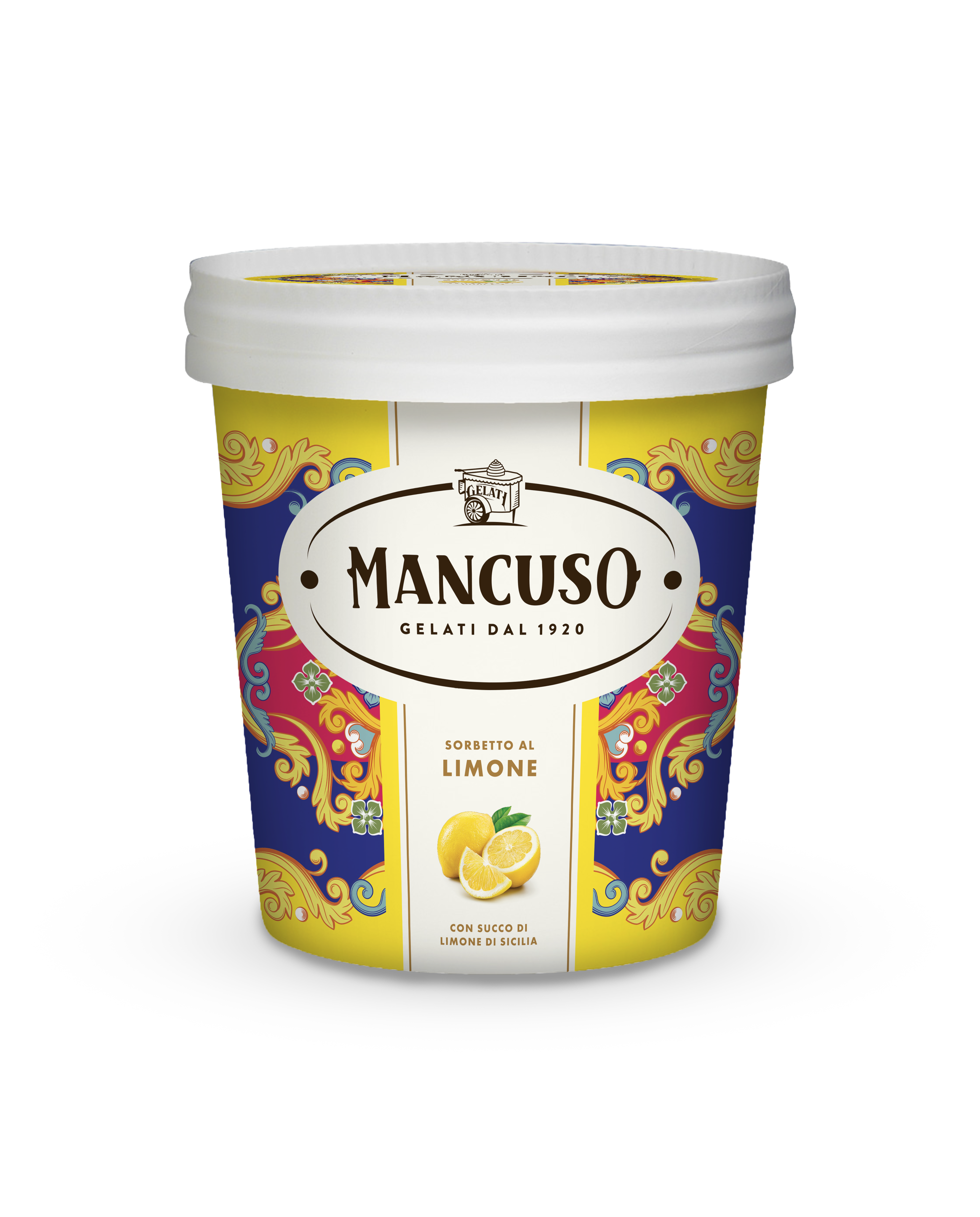 Mancuso Sorbet Cytrynowy Z Sokiem Z Sycylijskich Cytryn, Produkt Głęboko Mrożony, 340 G (450 Ml)