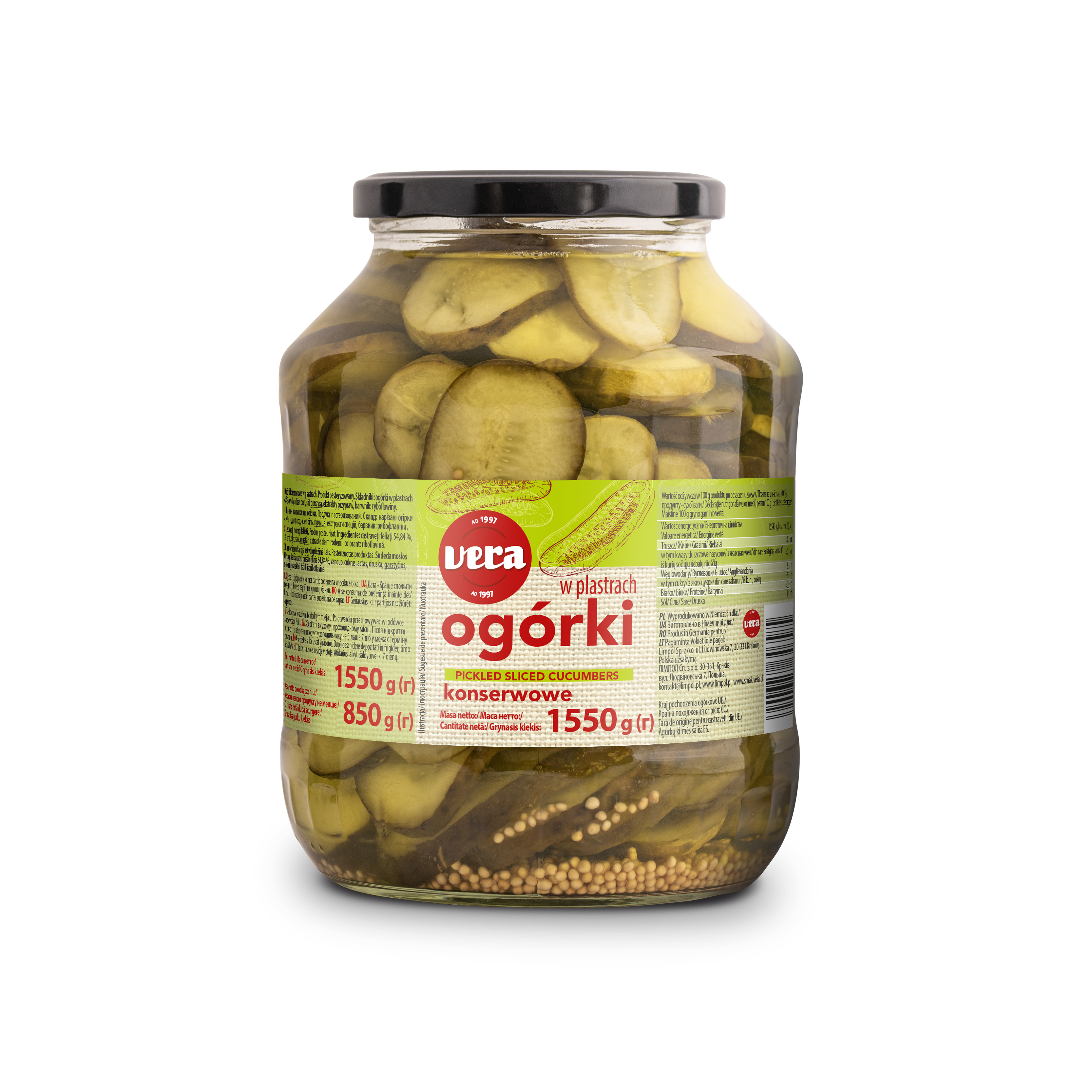 Ogórki Kanapkowe 1550/850 G Vera